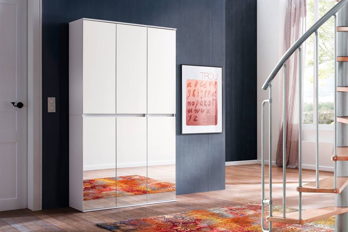 Garderobenschrank Mirror weiß B/H/T: ca. 111x191x34 cm