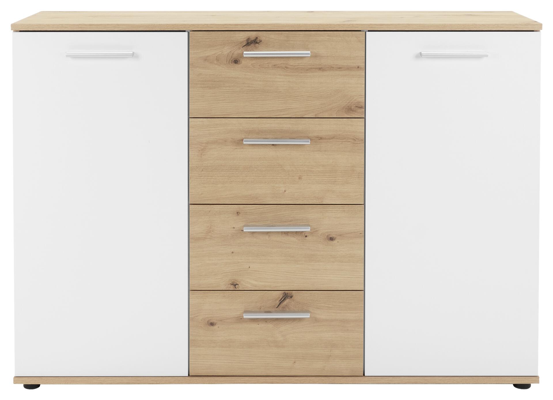 Kommode Jacky 2 Eiche Artisan Nachbildung weiß B/H/T: ca. 120x85x35 cm