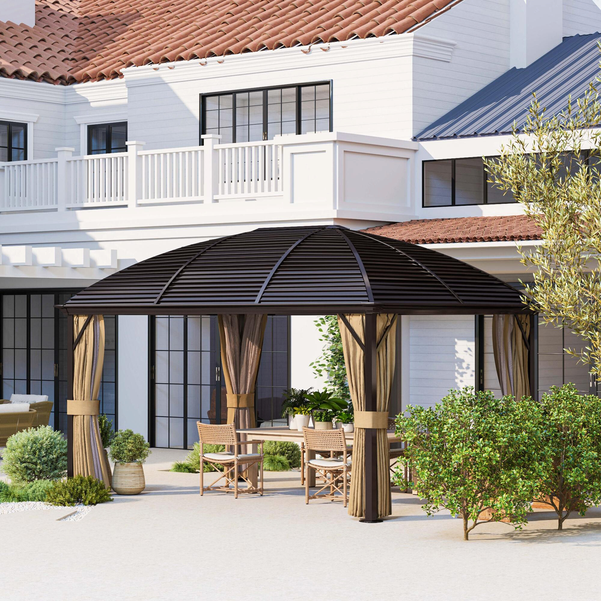 Outsunny Pavillon braun Aluminium B/H/L: ca. 298x280x398 cm