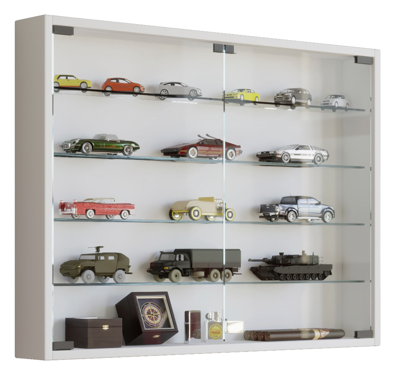 Vitrine Mandosa L weiß Holzwerkstoff Glas B/H/T: ca. 80x60x10 cm