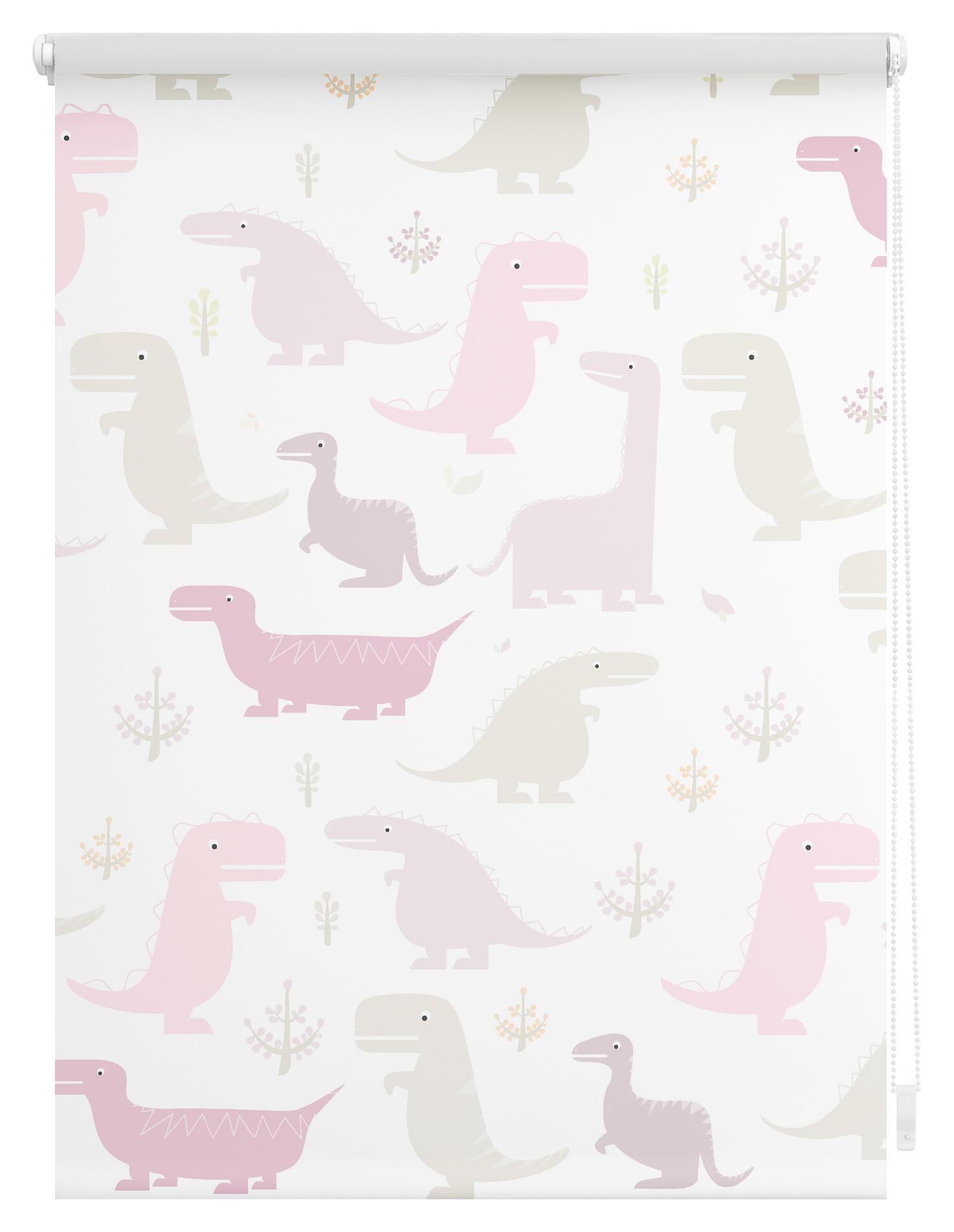 LICHTBLICK Verdunkelungsrollo Dinos pink B/L: ca. 70x150 cm