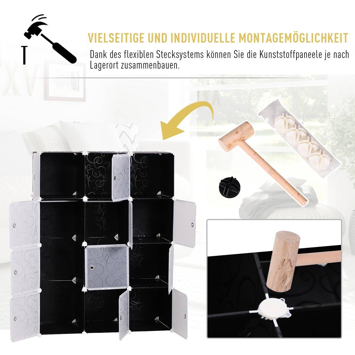 HOMCOM Kleiderschrank schwarz Polypropylen B/H/L: ca. 47x111x145 cm