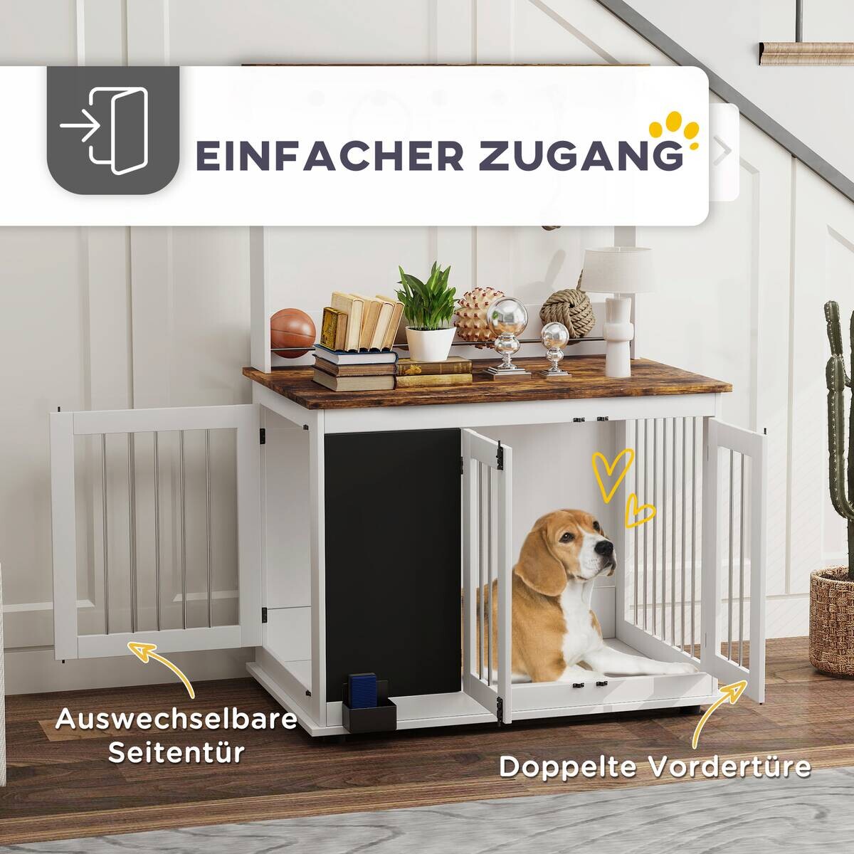 PawHut Hundekäfig weiß Stahl B/H/L: ca. 65x150x98 cm