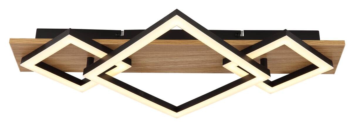 GLOBO LED-Deckenleuchte BEATRIX I Opal mattschwarz Metall Kunststoff MDF B/H/L: ca. 54x7,5x31,2 cm 1 Brennstellen