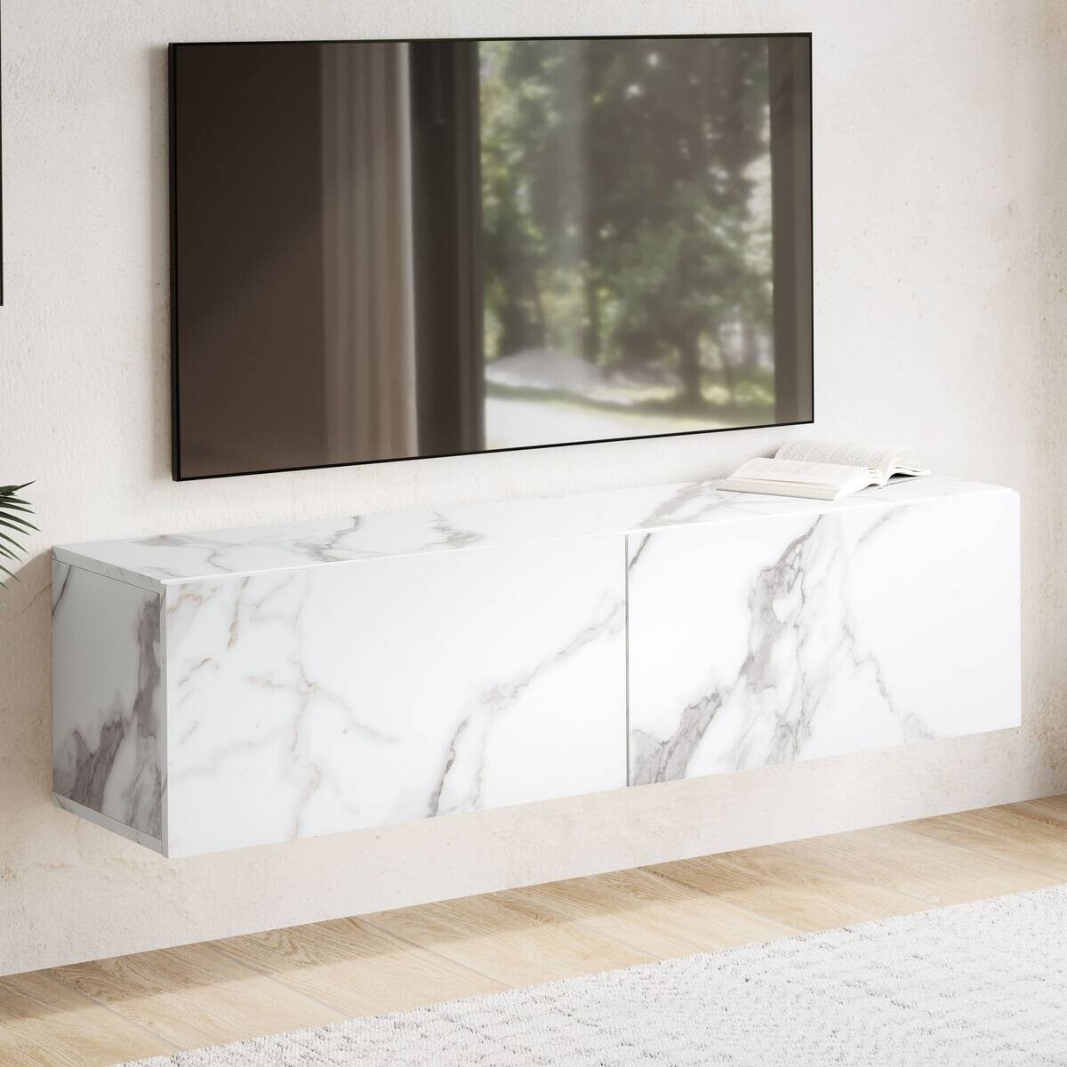 Lowboard weiß Marmor Optik B/H/T: ca. 120x30x30 cm