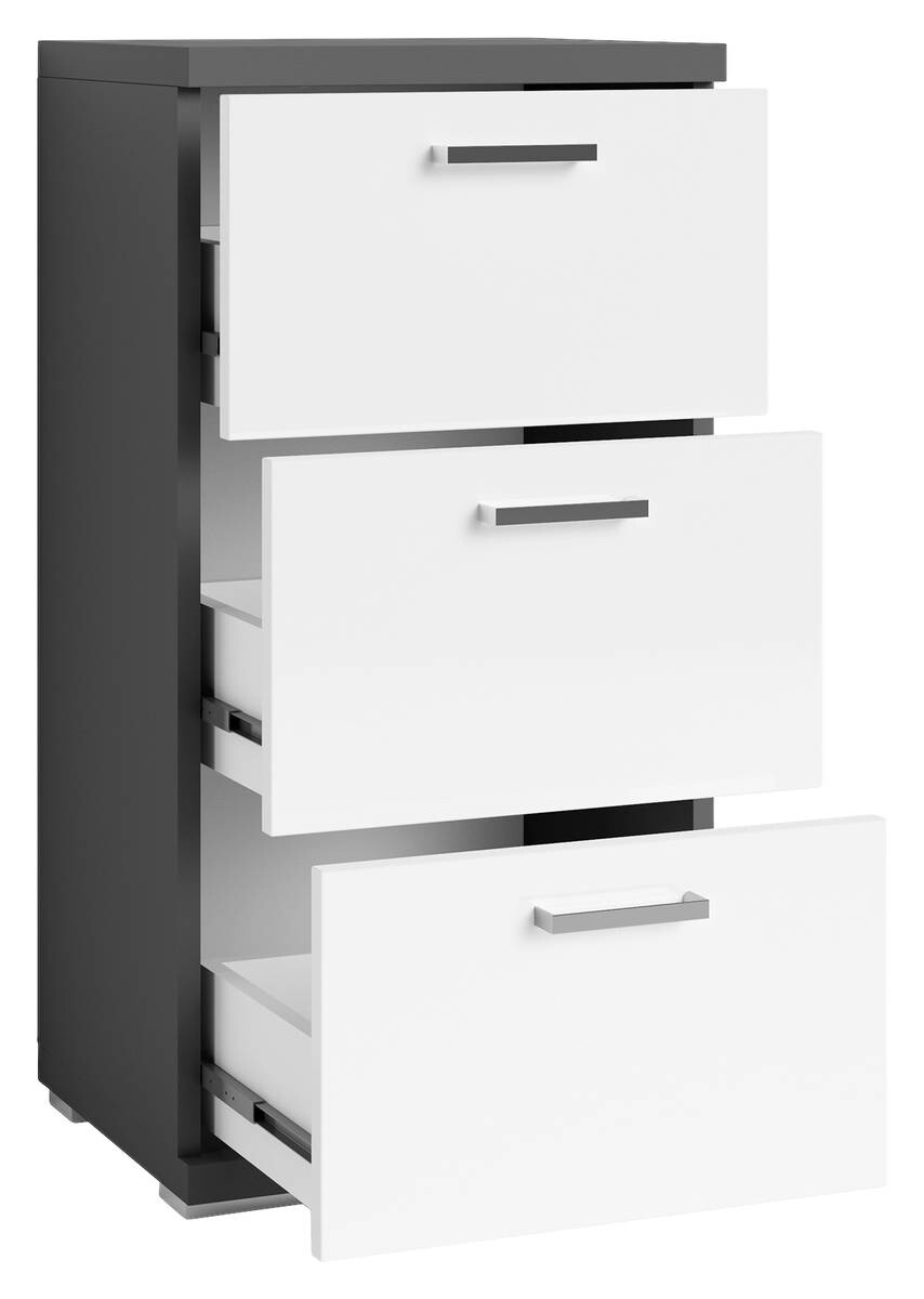 Schrank NEBRASKA anthrazit weiß Lack Hochglanz silber verchromt B/H/T: ca. 35,5x74x31,5 cm