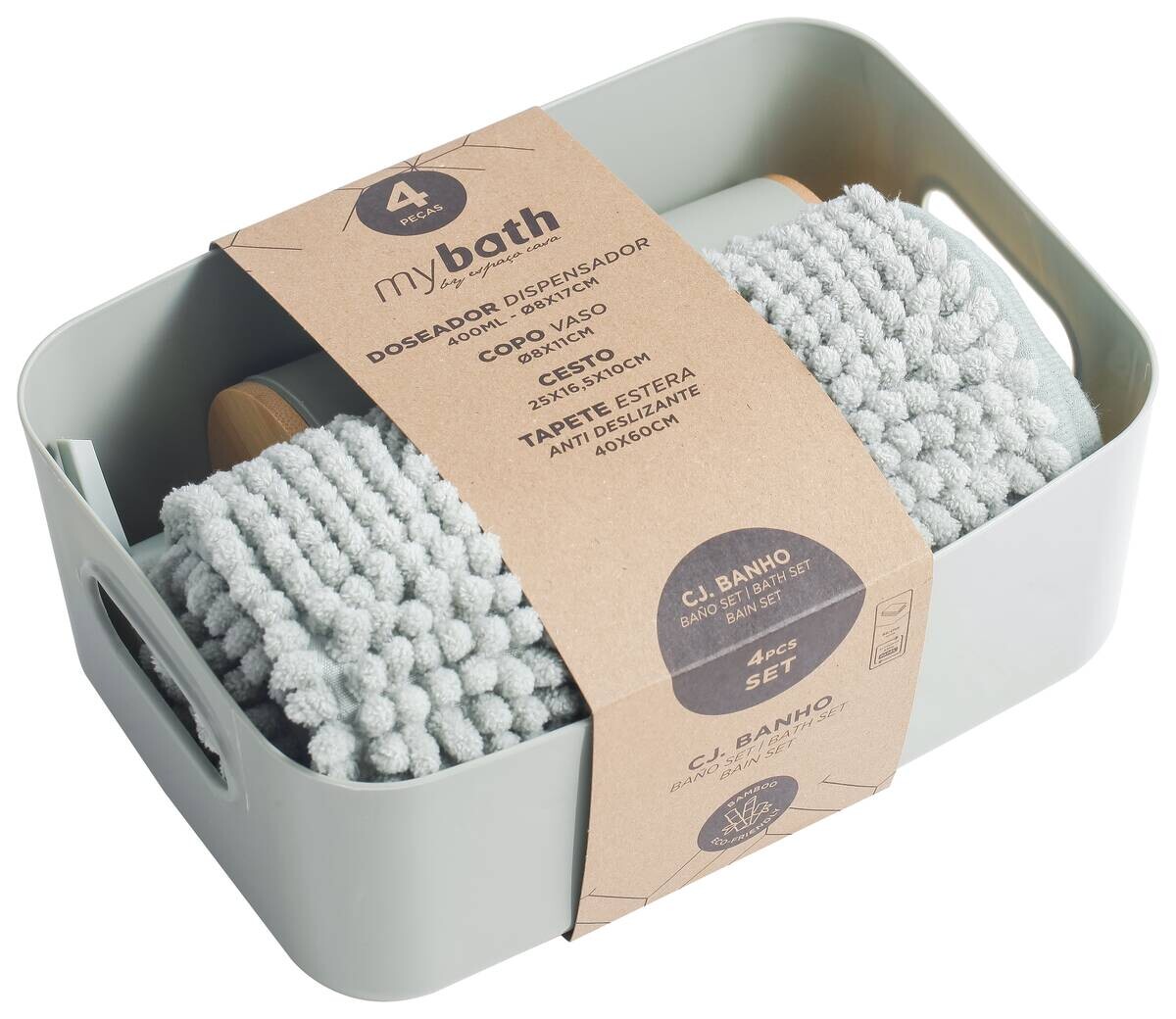 Sensation Bad-Set salbei natur Kunststoff Bambus