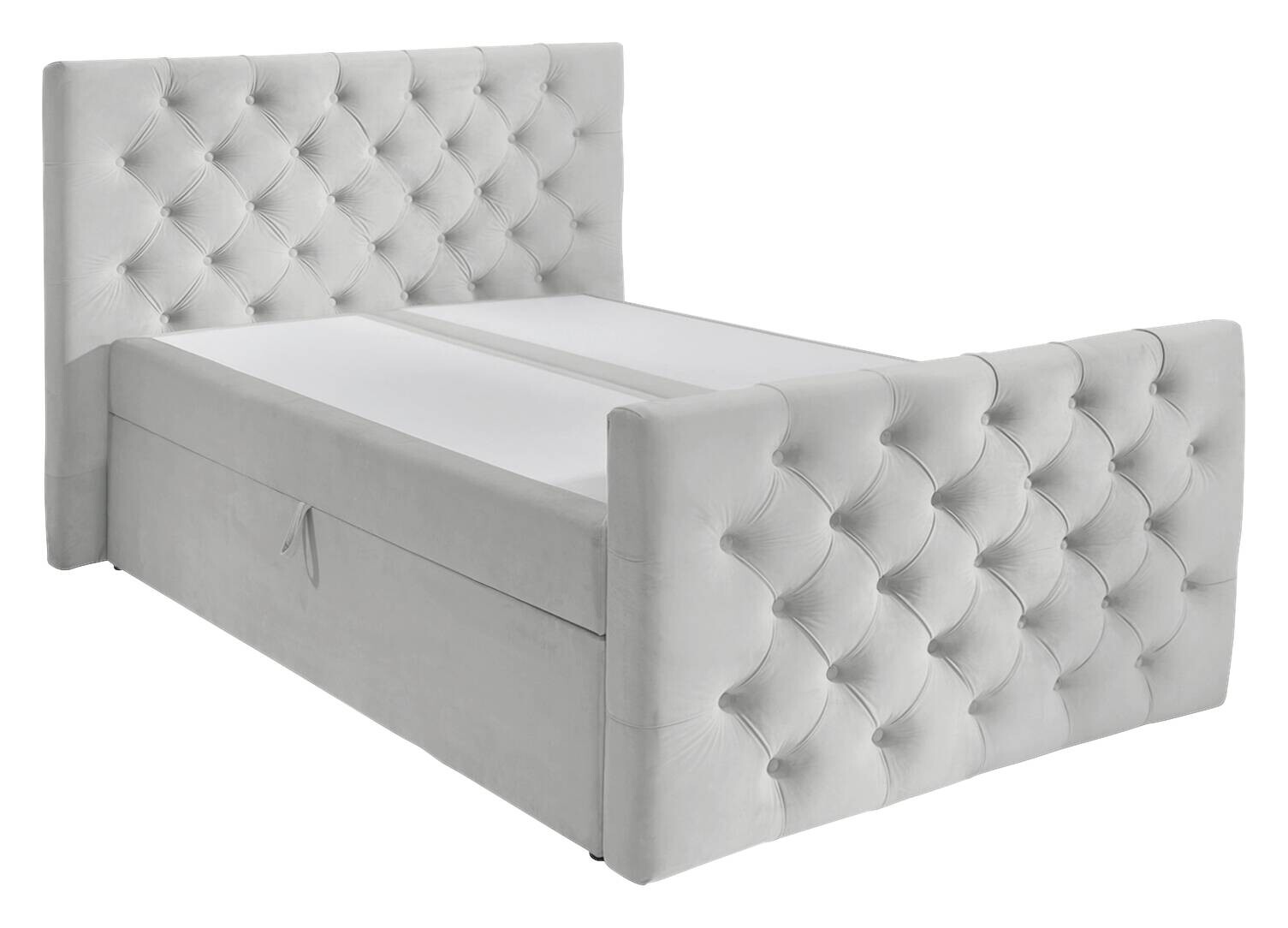 Boxbett Glow grau Samt B/H/T: ca. 140x110x224 cm