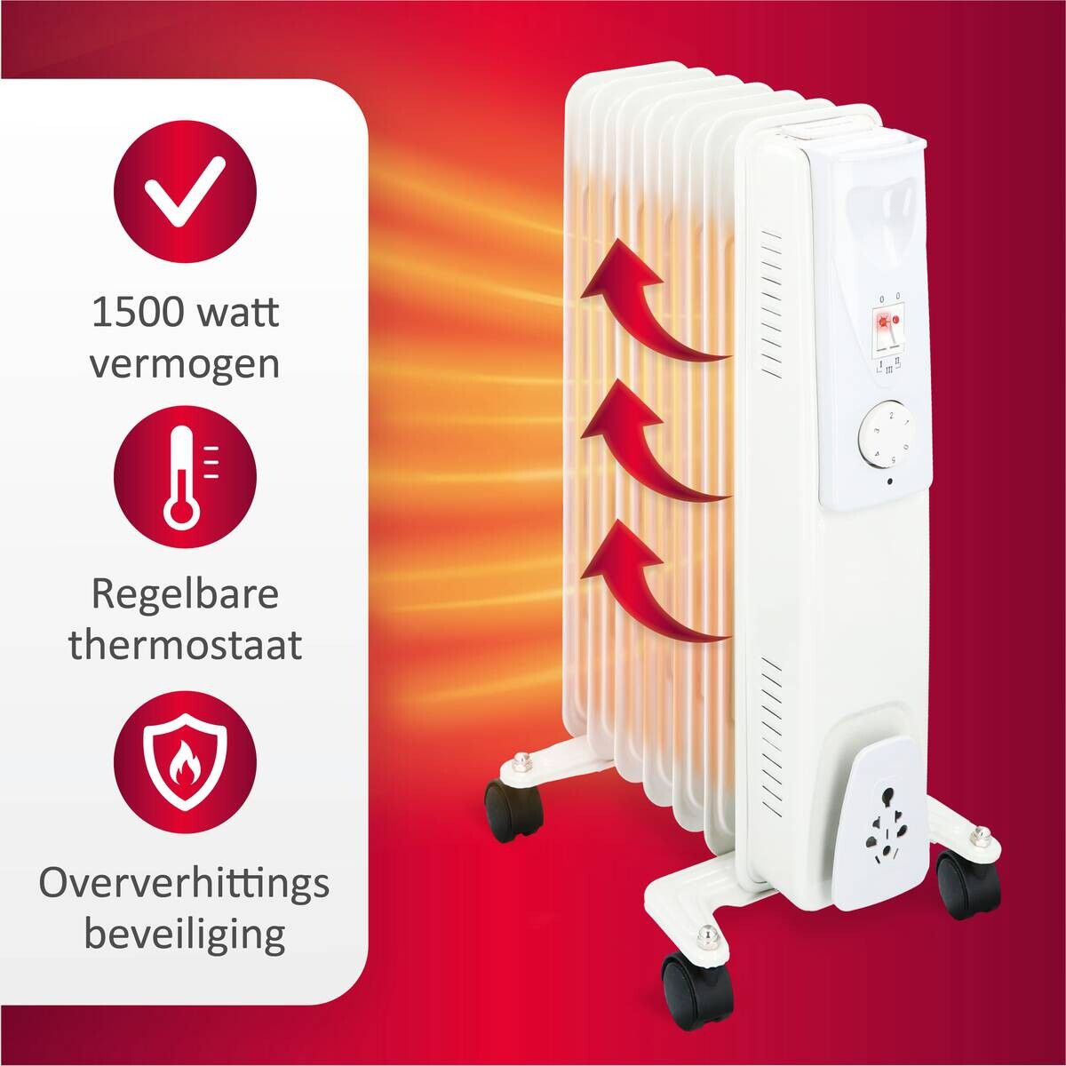 Ölradiator weiß Metall B/H/L: ca. 23,5x55x33 cm ca. 1500 W