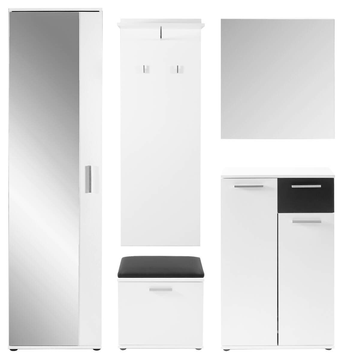 Garderobenset JAKOB Set 5-tlg. weiß schwarz