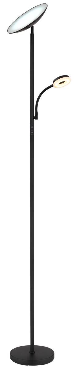 GLOBO LED-Deckenfluter Opal Chrom schwarz Metall Kunststoff H/D: ca. 179x25 cm 1 Brennstellen