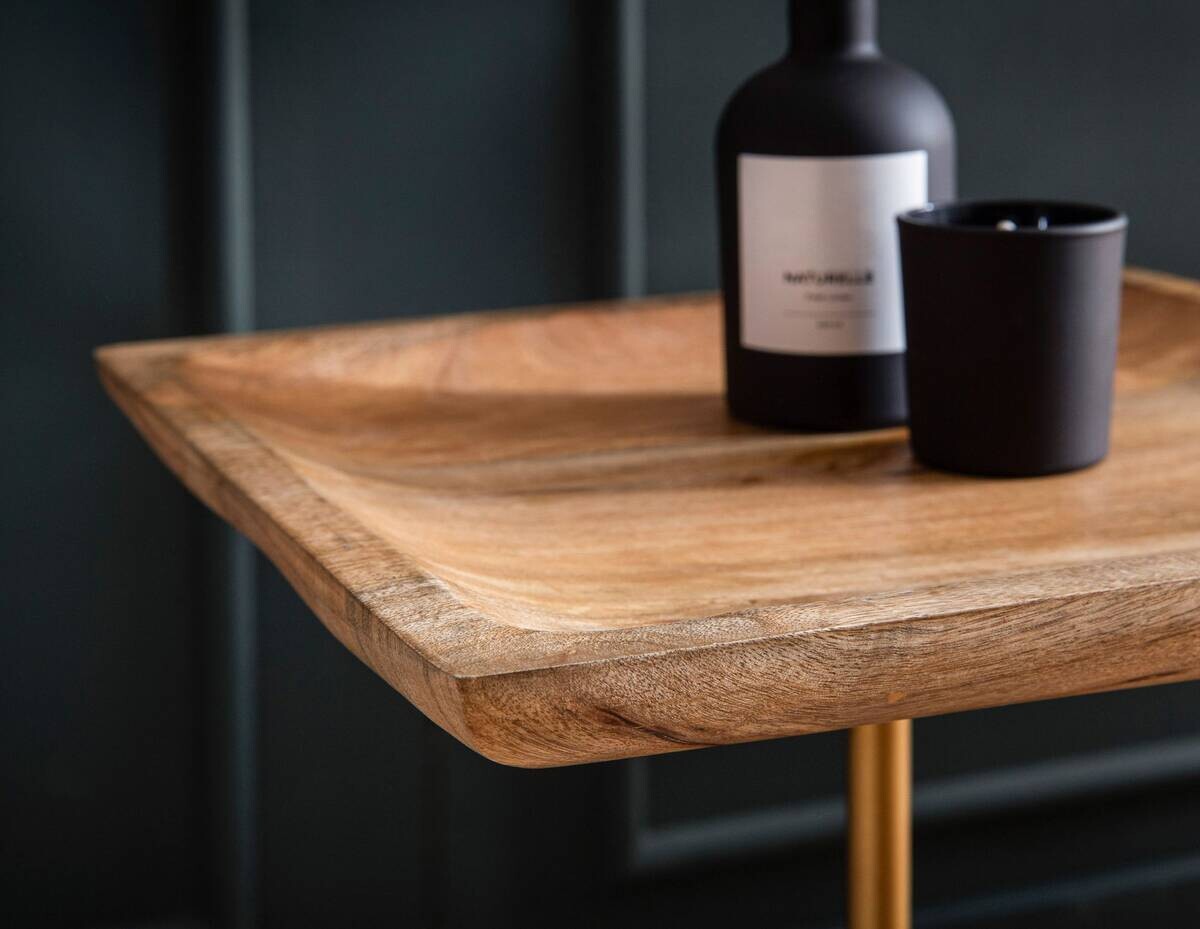 Beistelltisch natur messing weiß Mango Eisen Marmor B/H/T: ca. 35x55x35 cm