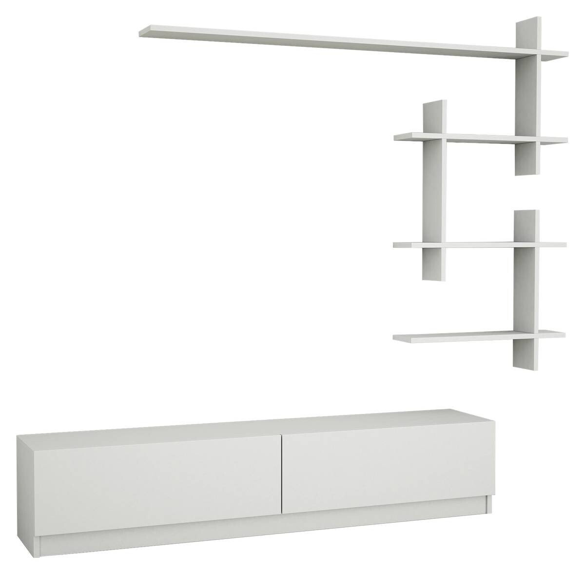 Wohnwand Ahenk weiß B/H/T: ca. 160x32,9x31,3 cm