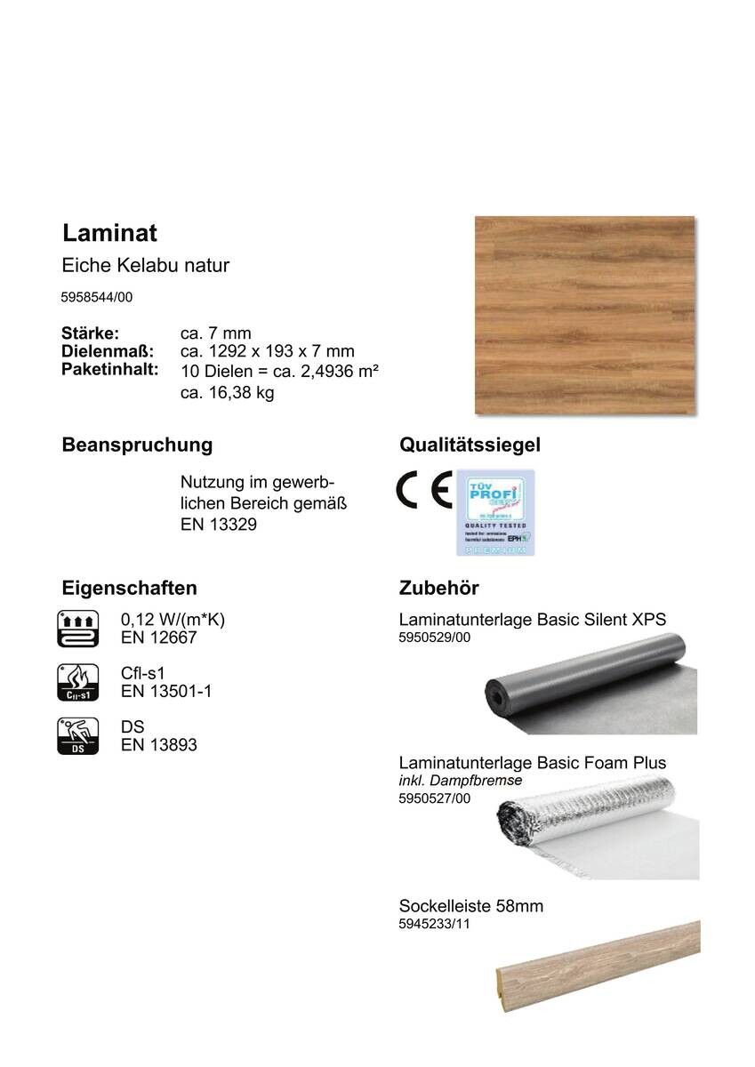 EGGER Laminatboden Kelabu natur ca. 2,4936 m² im Paket  B/L: ca. 19,3x129,2 cm pro Paket