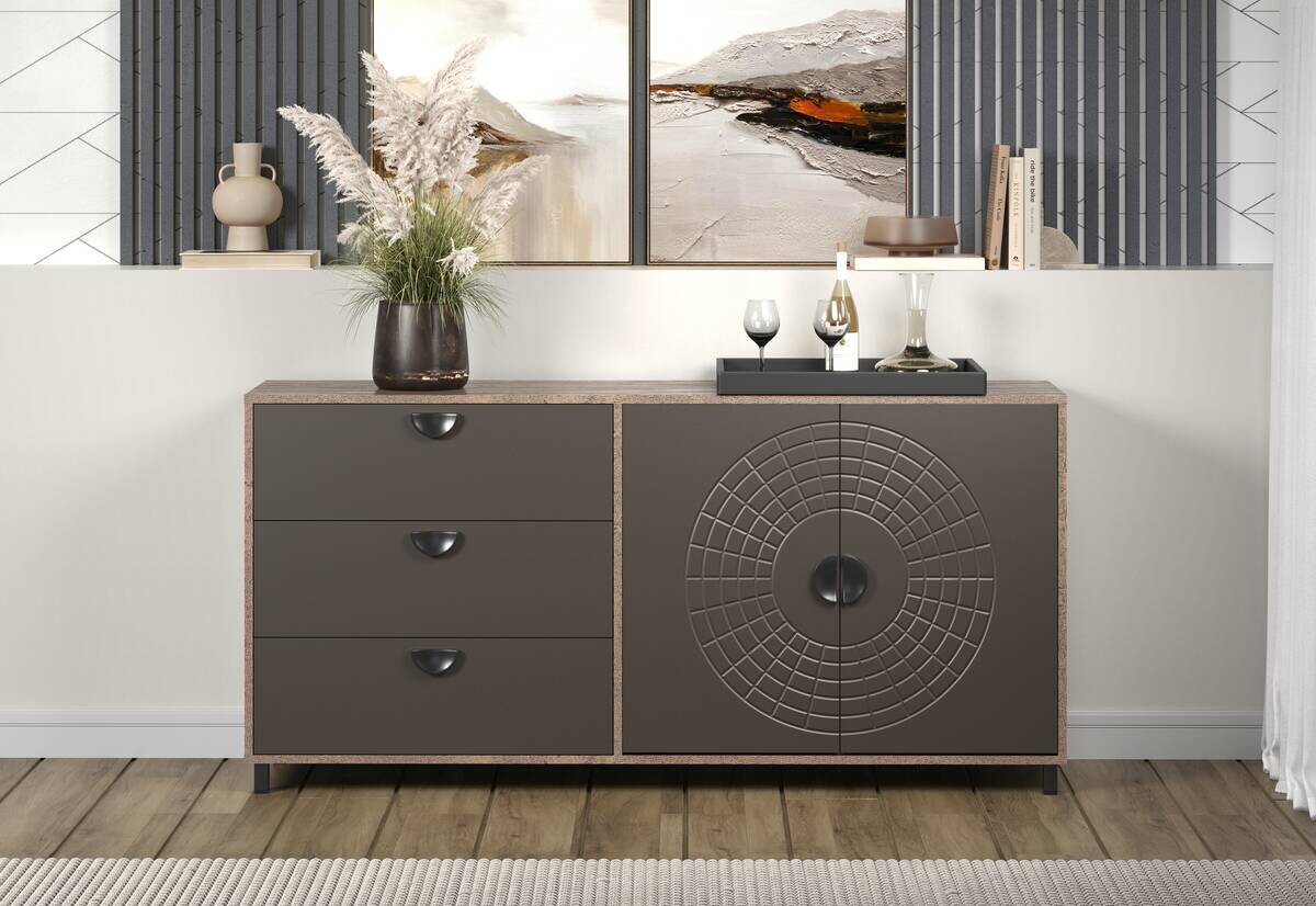 Sideboard Fusion Eiche dunkel Nachbildung bronze Optik B/H/T: ca. 176x86x42 cm