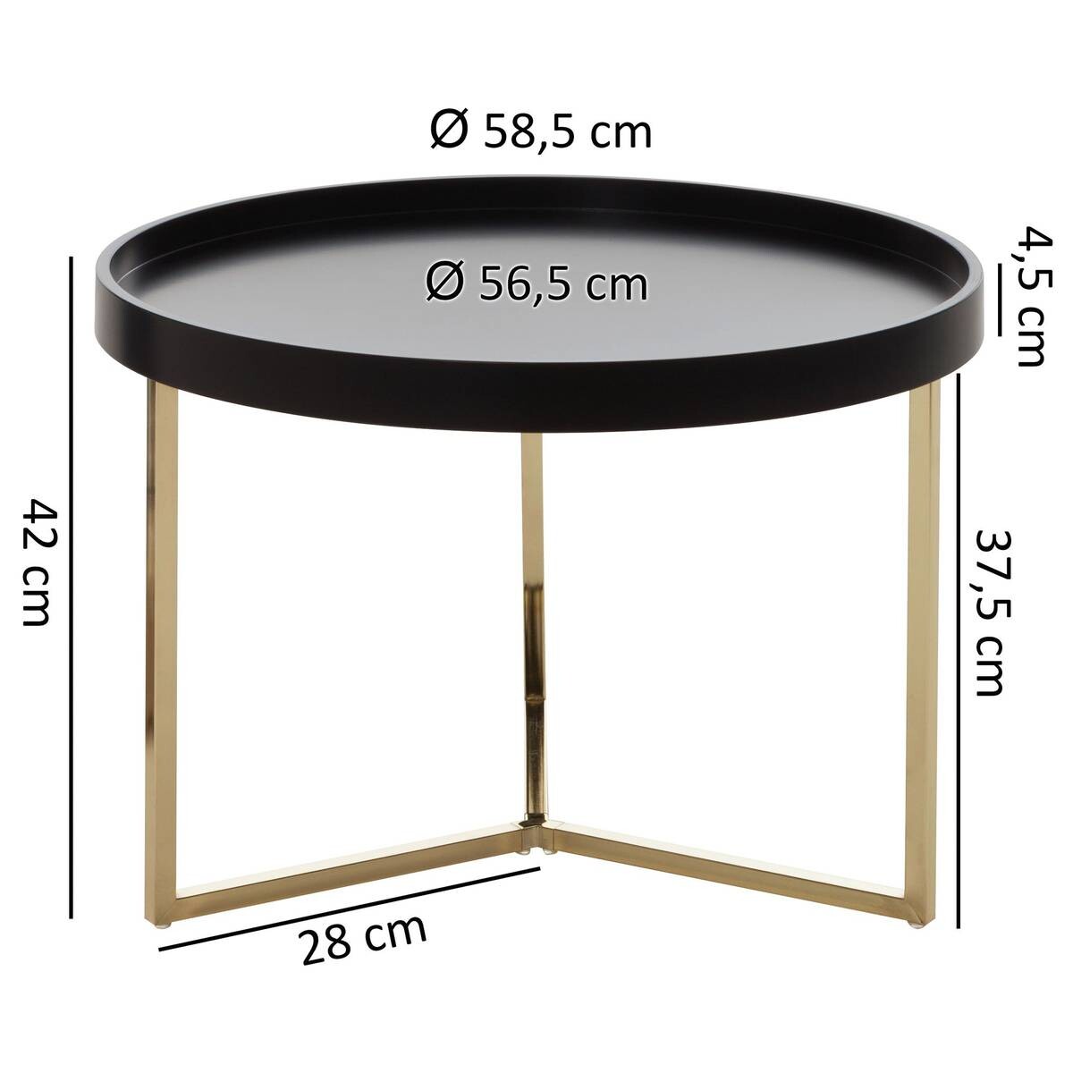 Wohnling Couchtisch schwarz gold B/H/T: ca. 0x42x0 cm