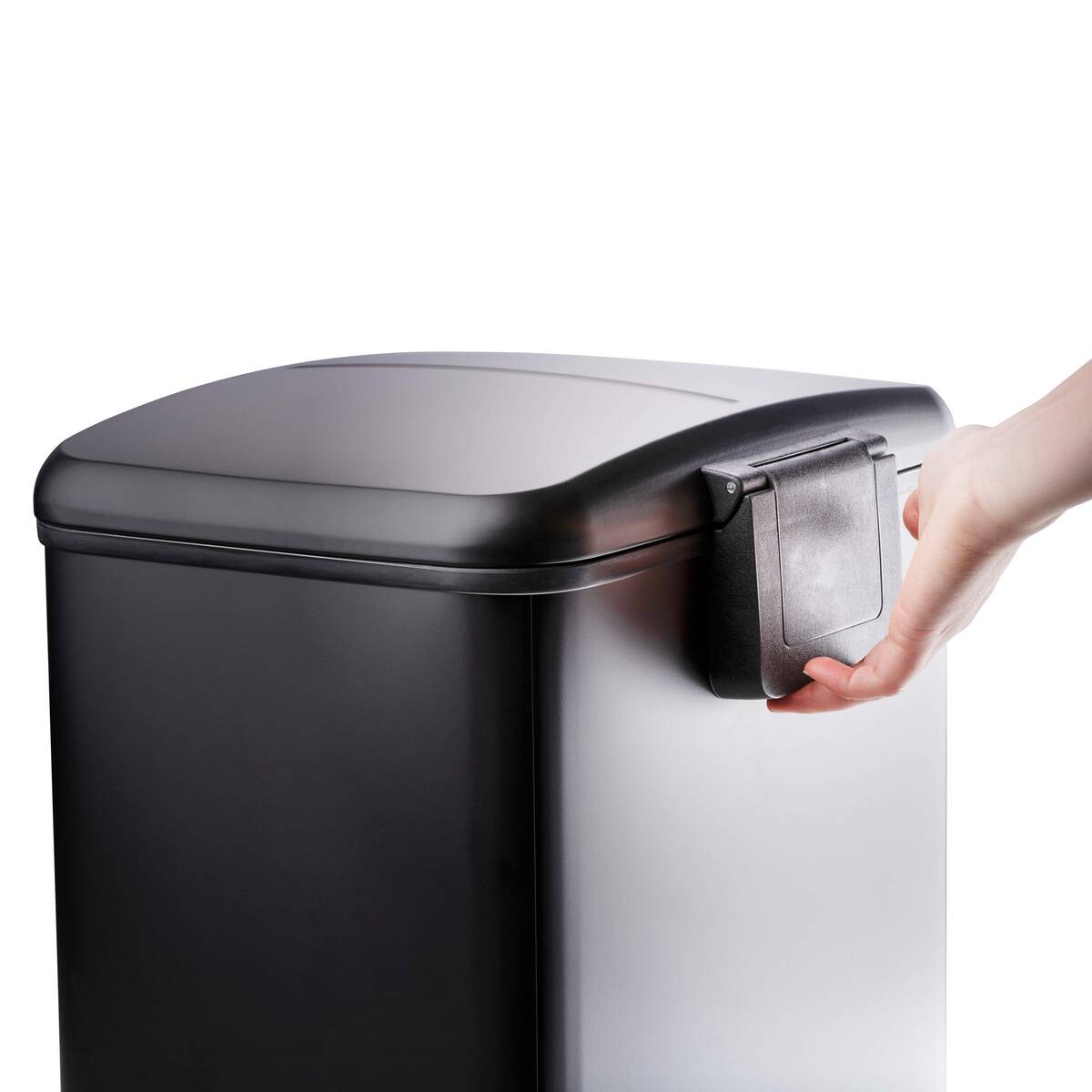 Treteimer schwarz Stahl B/H/T: ca. 37x50x34 cm