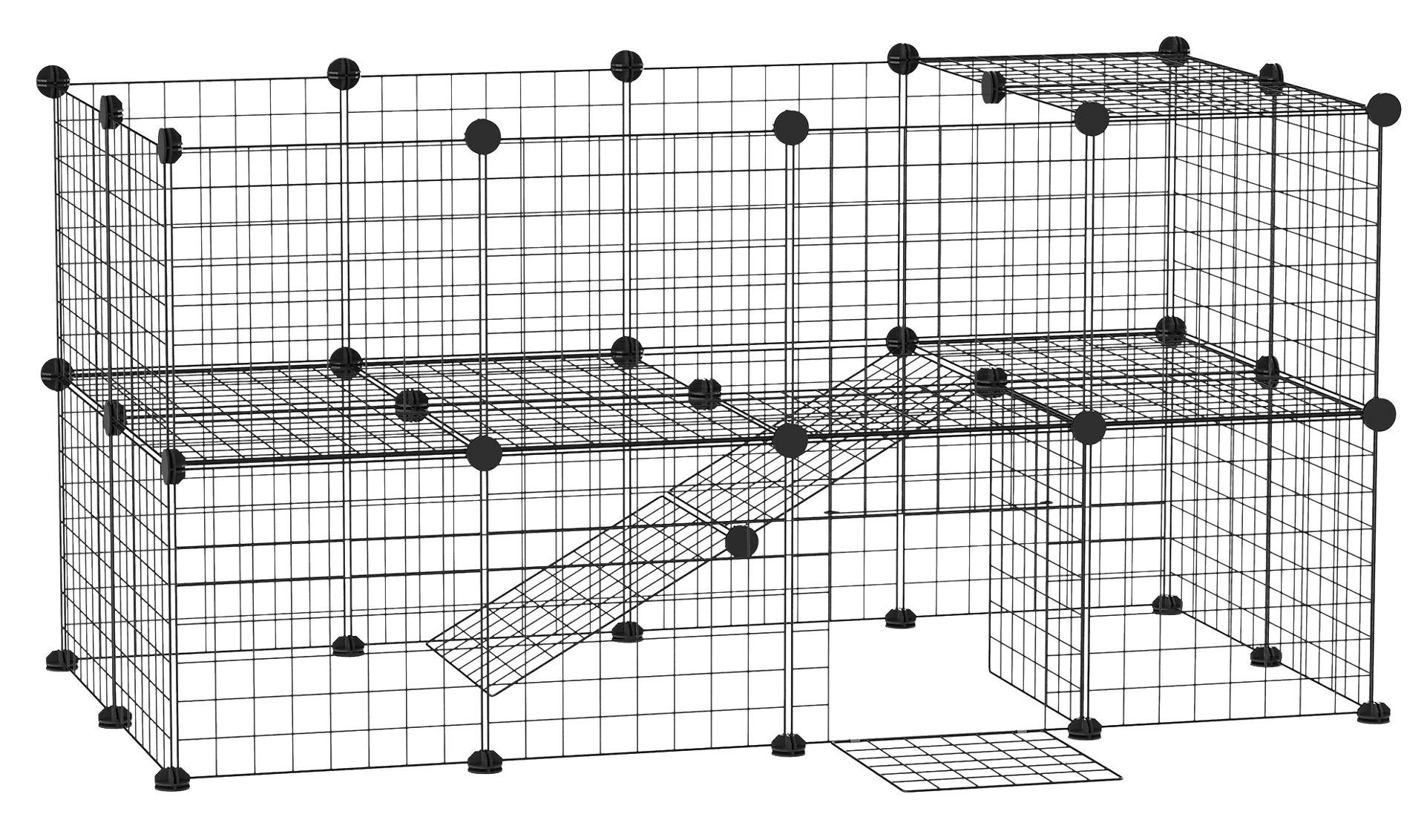 PawHut Laufgitter schwarz Metall B/H/L: ca. 73x73x146 cm