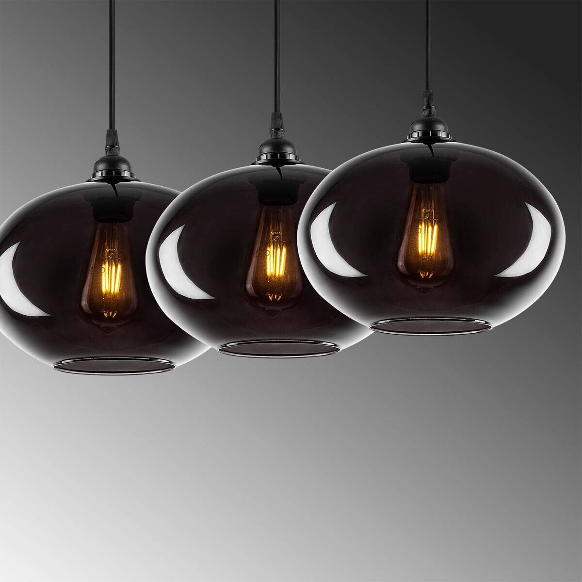 Pendelleuchte grau Rauch Metall Glas B/H/T/L: ca. 97x120x97x97 cm E27 1 Brennstellen