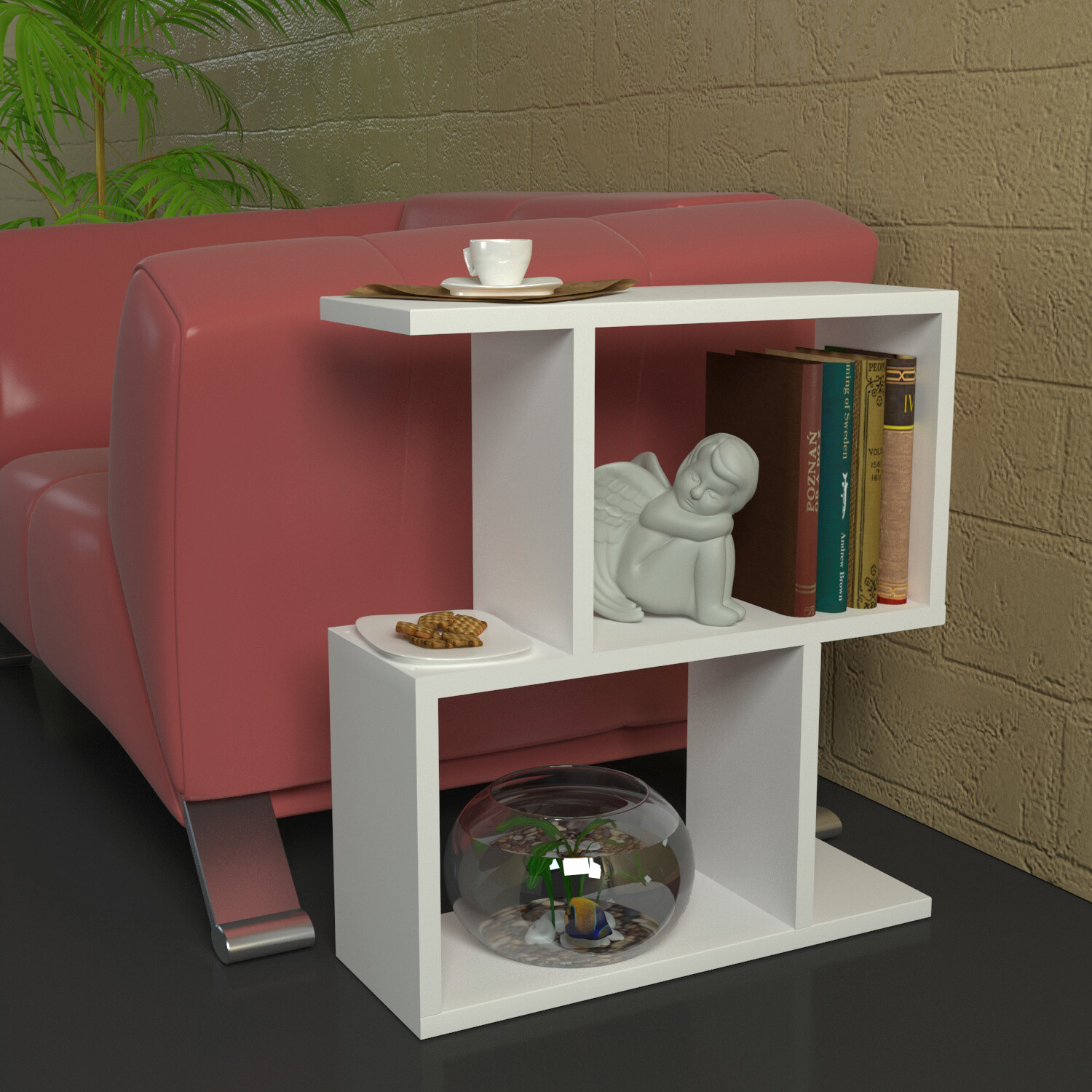 Beistelltisch Karinus weiß Spanplatte B/H/T: ca. 50x55x17 cm