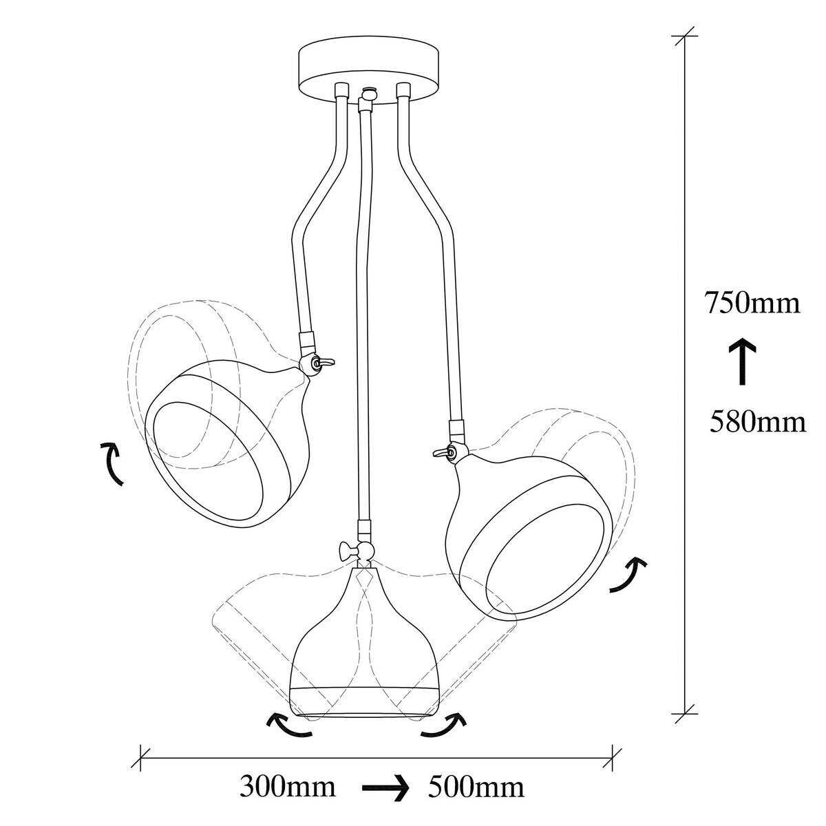 Opviq Pendelleuchte Yildo-6891 Kupfer schwarz B/H/T/L/D: ca. 50x75x50x50x50 cm E27 3 Brennstellen