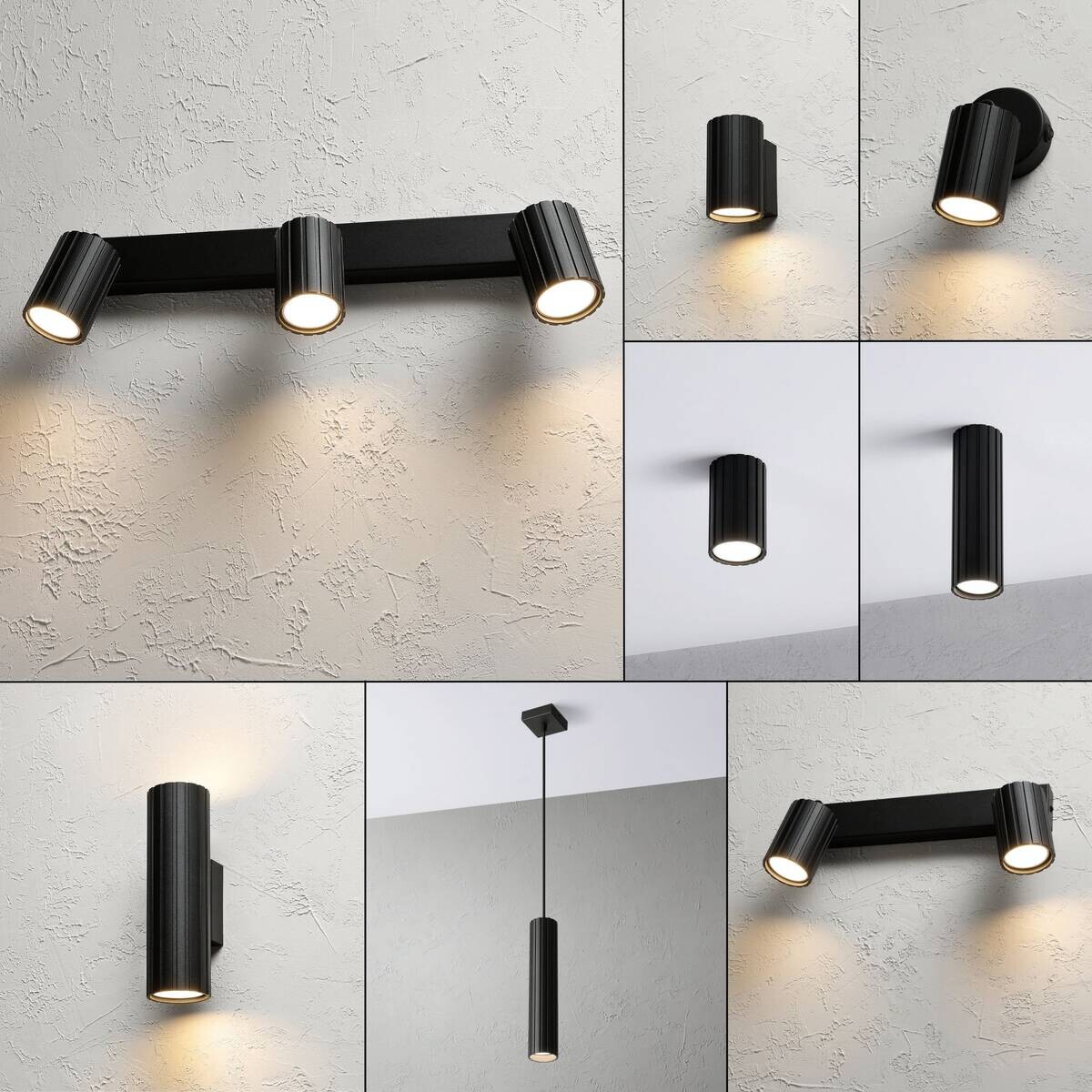 Lamkur Strahler Prisma schwarz Stahl B/H/L: ca. 6,5x16,5x45 cm 3 Brennstellen