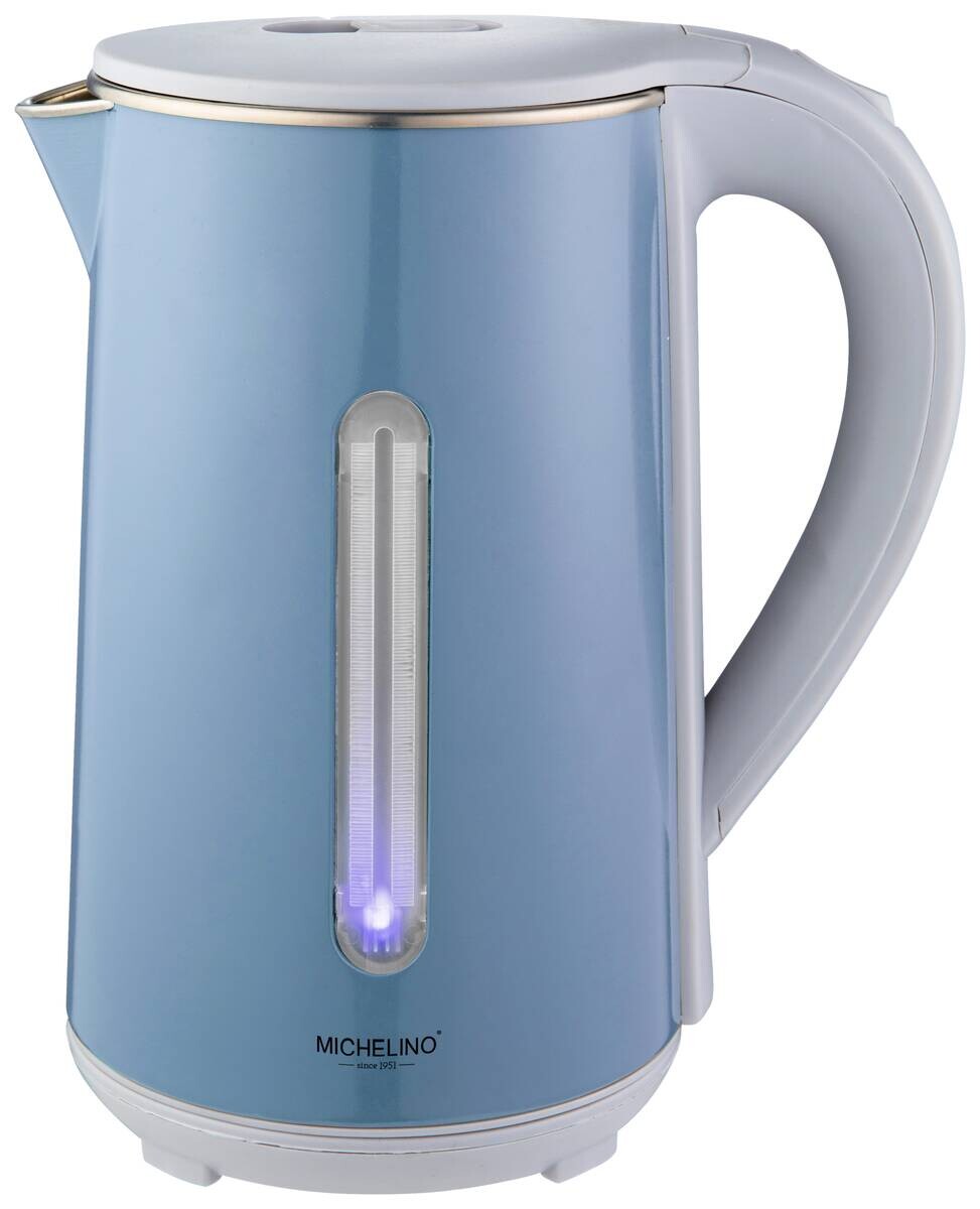 MICHELINO Wasserkocher 28400 blau Kunststoff Edelstahl B/H/L: ca. 16x23x16 cm ca. 1,8 l