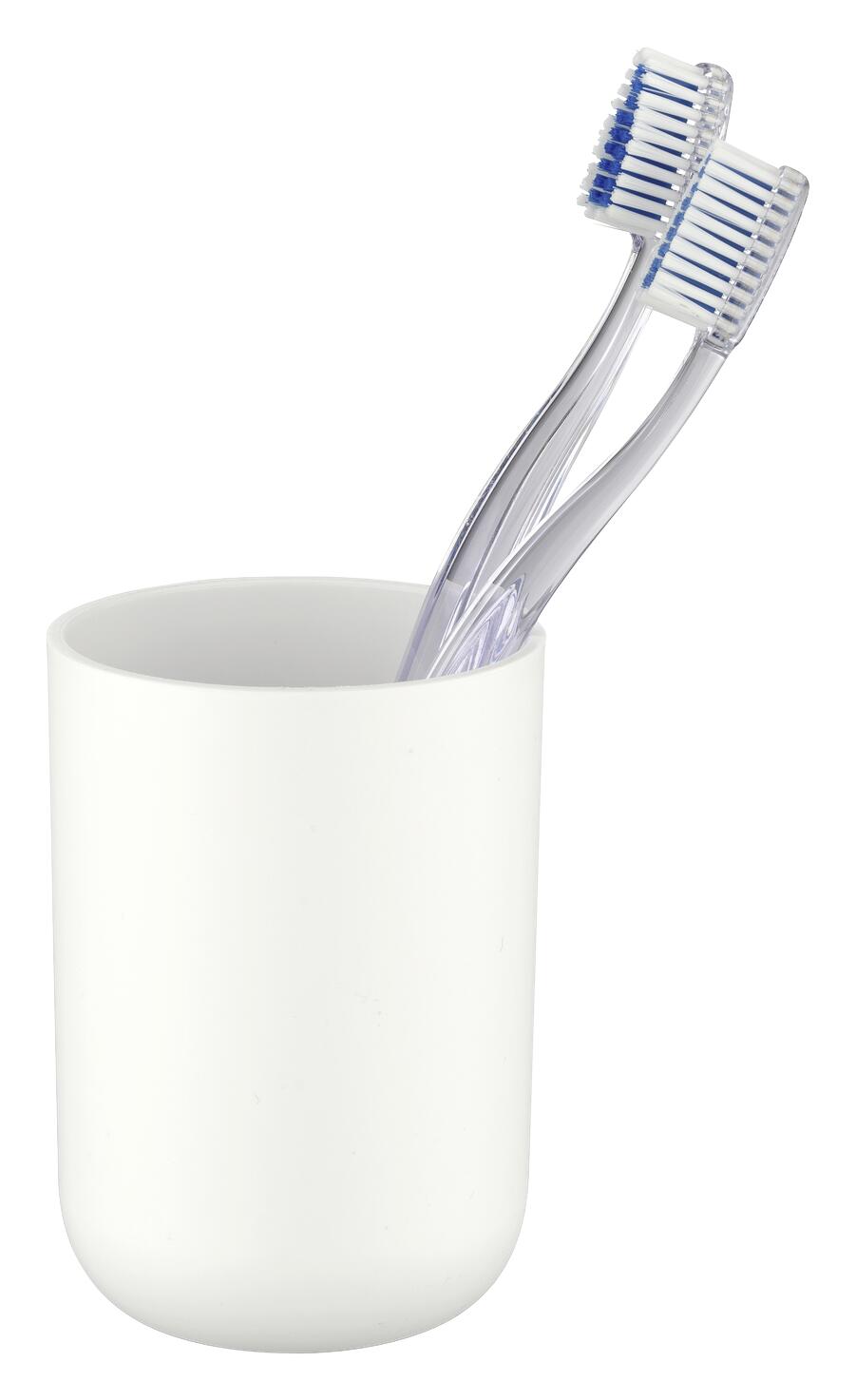 WENKO Zahnputzbecher weiß silber Kunststoff