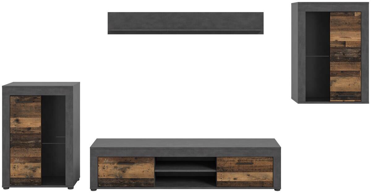 Wohnwand Jam Matera Nachbildung Old Wood Nachbildung B/H/T: ca. 169x310x35 cm