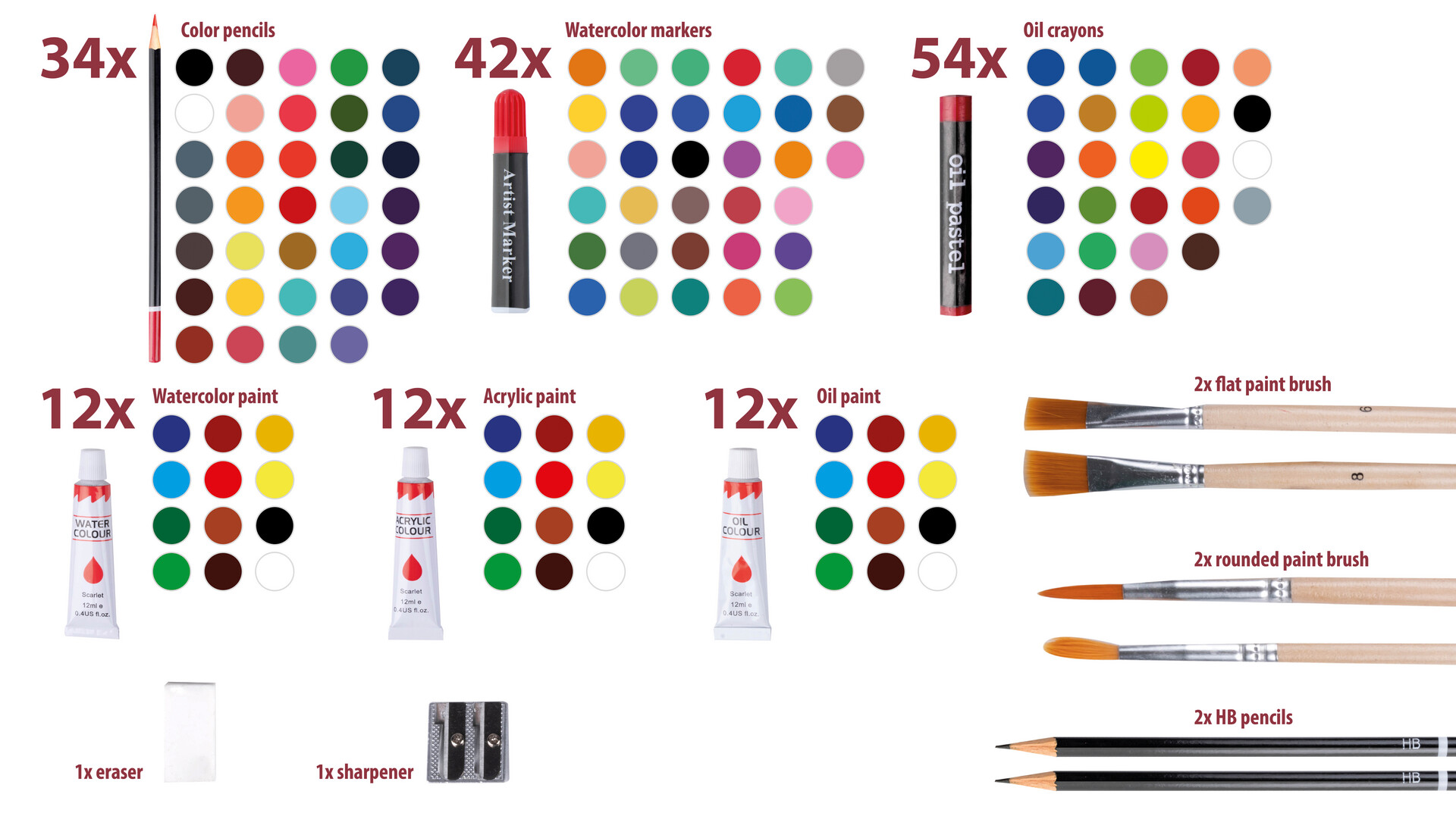 Kunst-/Malkasten 174tlg. schwarz Holz B/H/T: ca. 46,5x34,5x11,5 cm