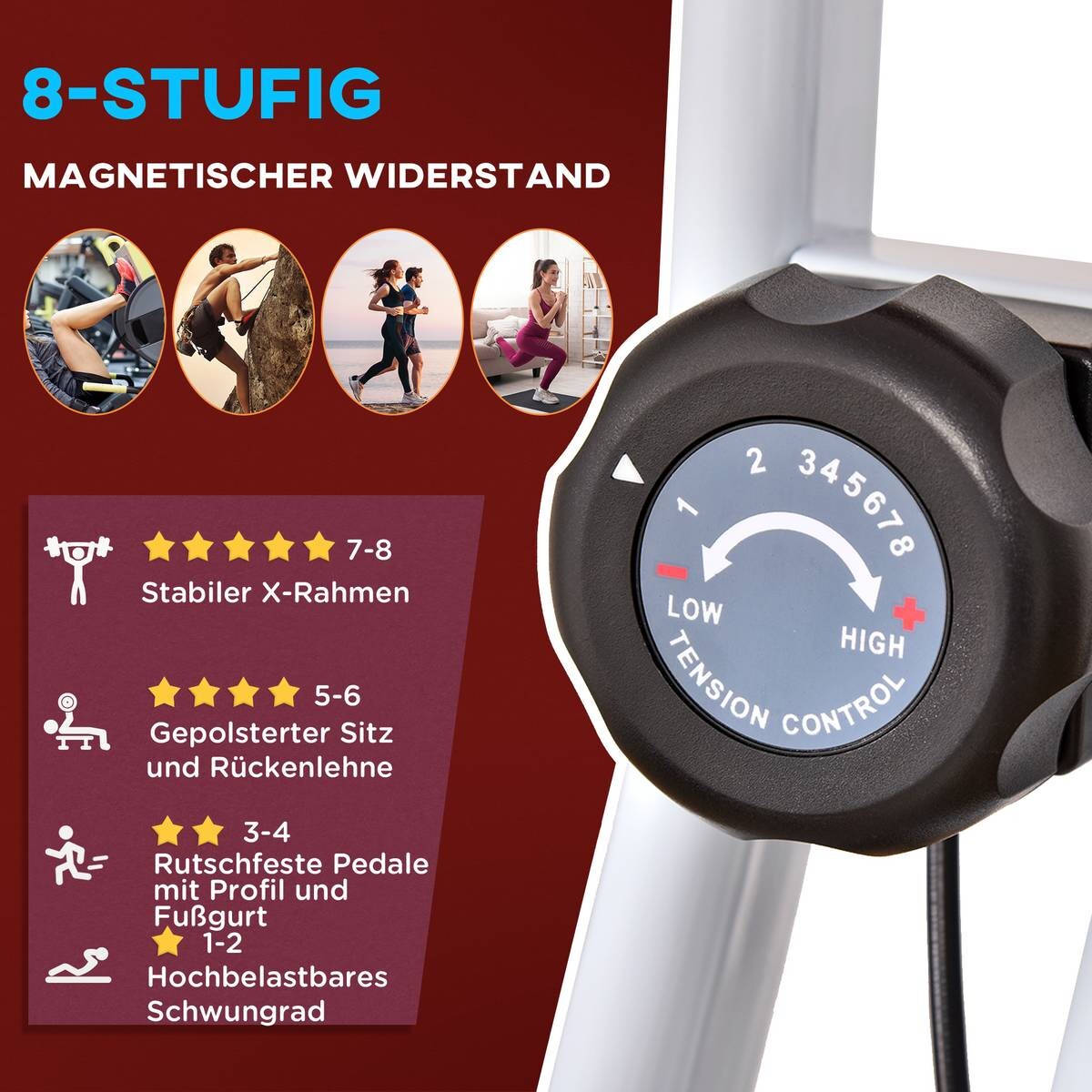 HOMCOM Fahrradtrainer rot Stahl H/L: ca. 109x97 cm