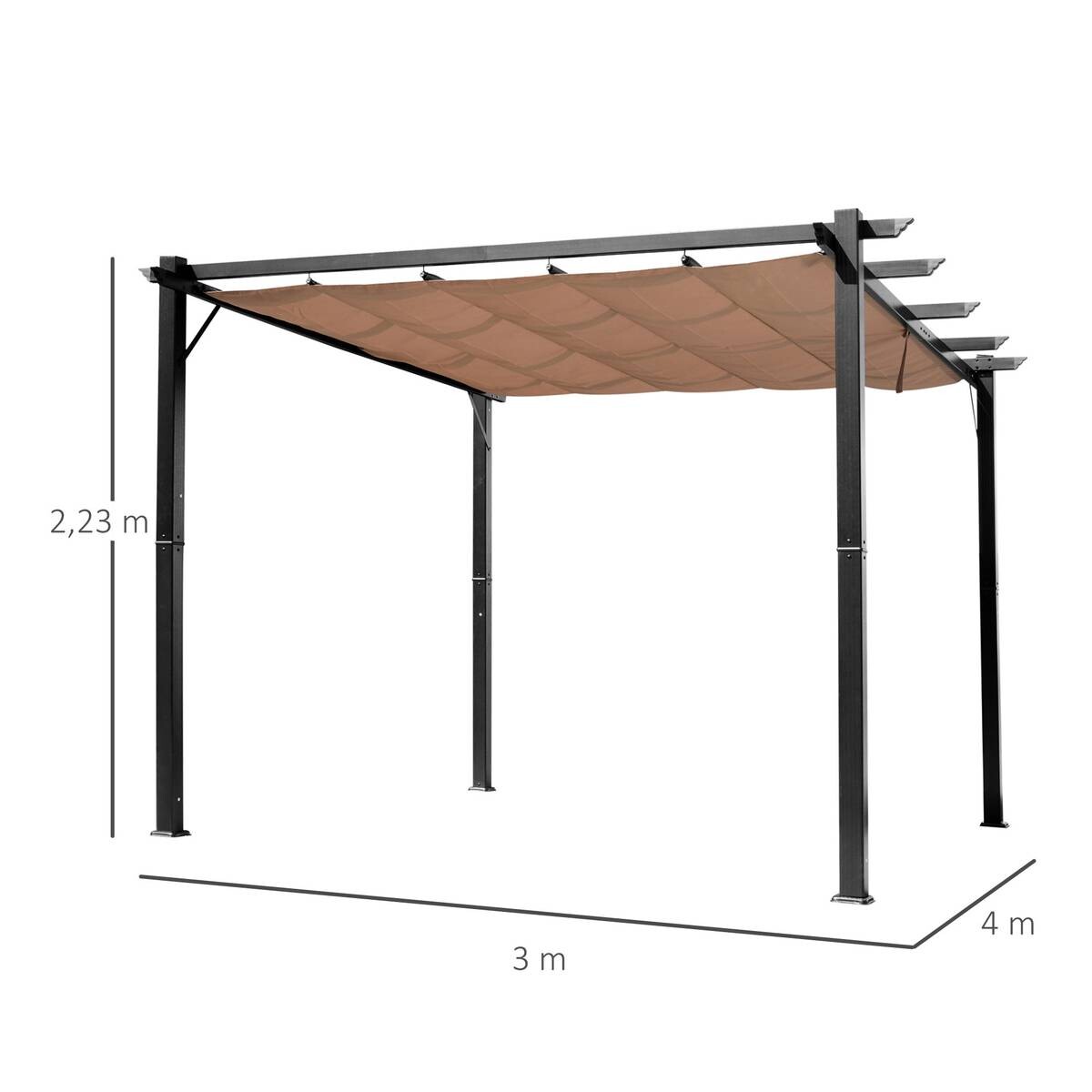 Outsunny Pergola braun Aluminium B/H/L: ca. 400x223x300 cm