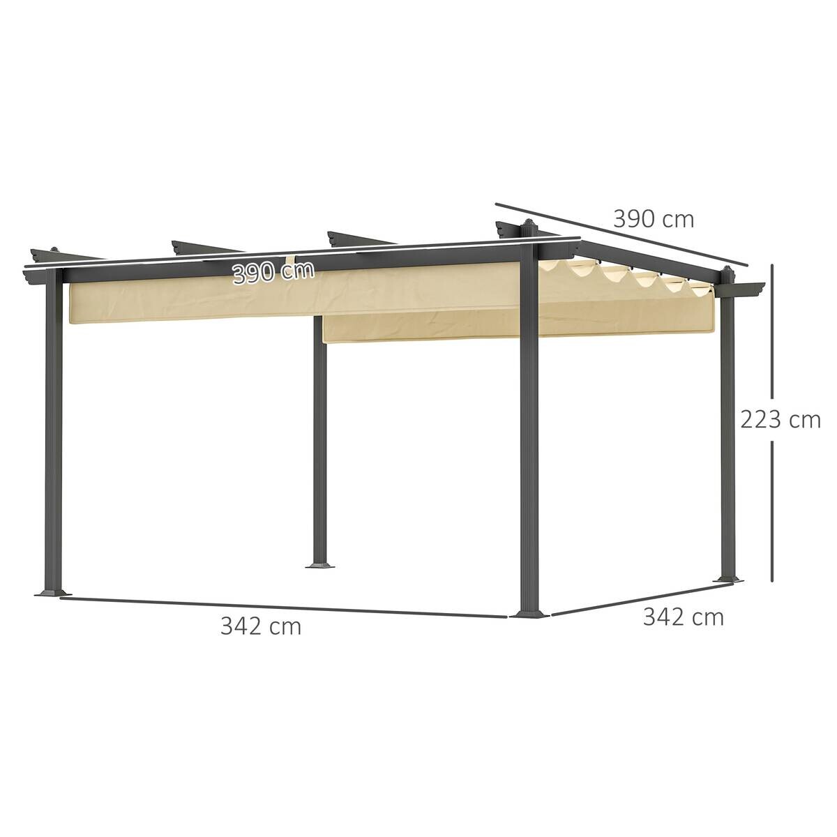 Outsunny Pergola beige Aluminium B/H/L: ca. 390x223x390 cm