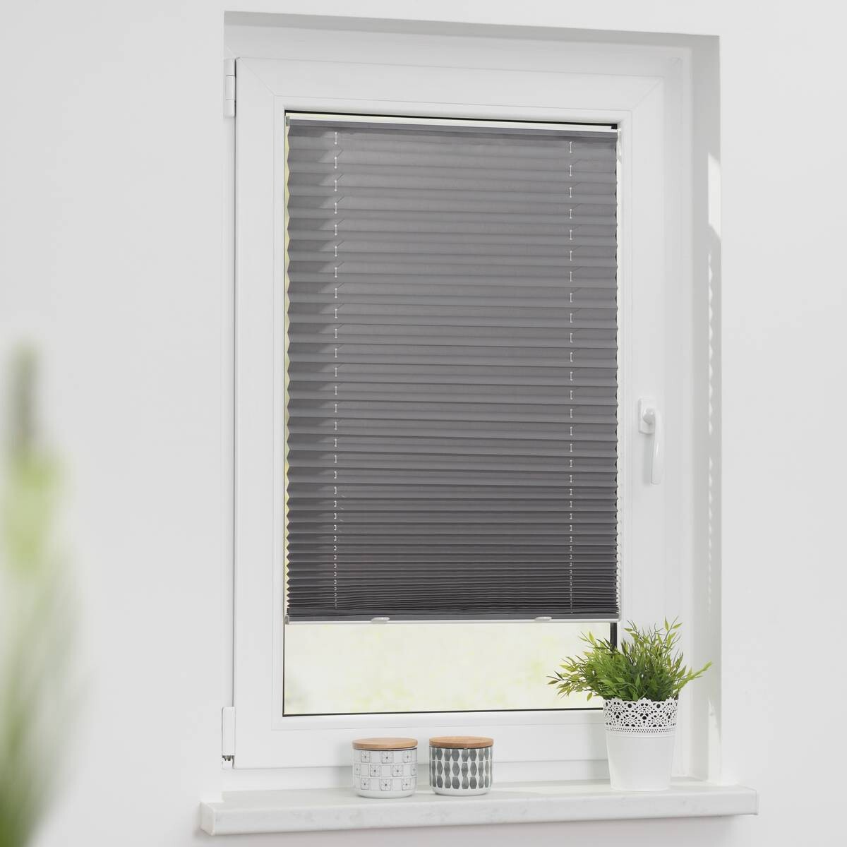 LICHTBLICK Spannplissee grau B/L: ca. 55x130 cm