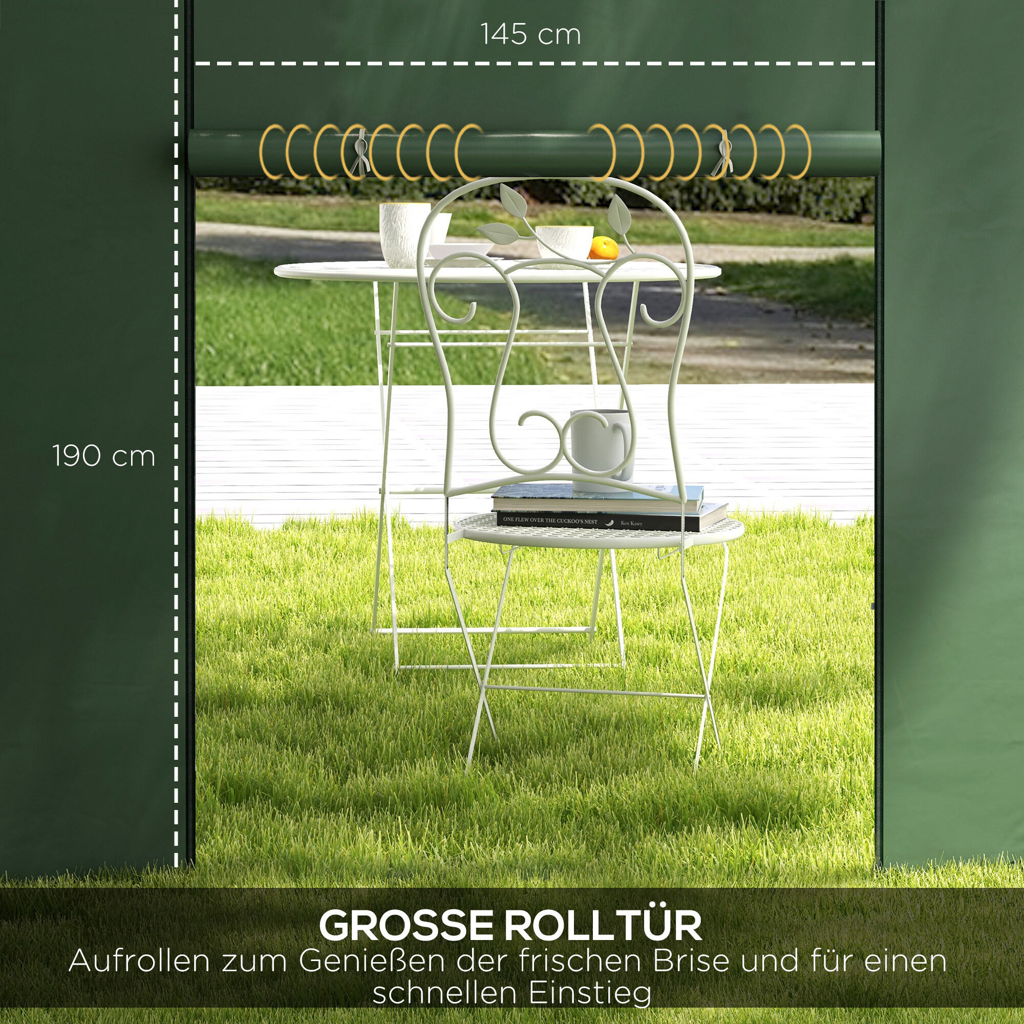 Outsunny Seitenteile für Pavillon grün Polyester B/H/L: ca. 295x195x0,01 cm
