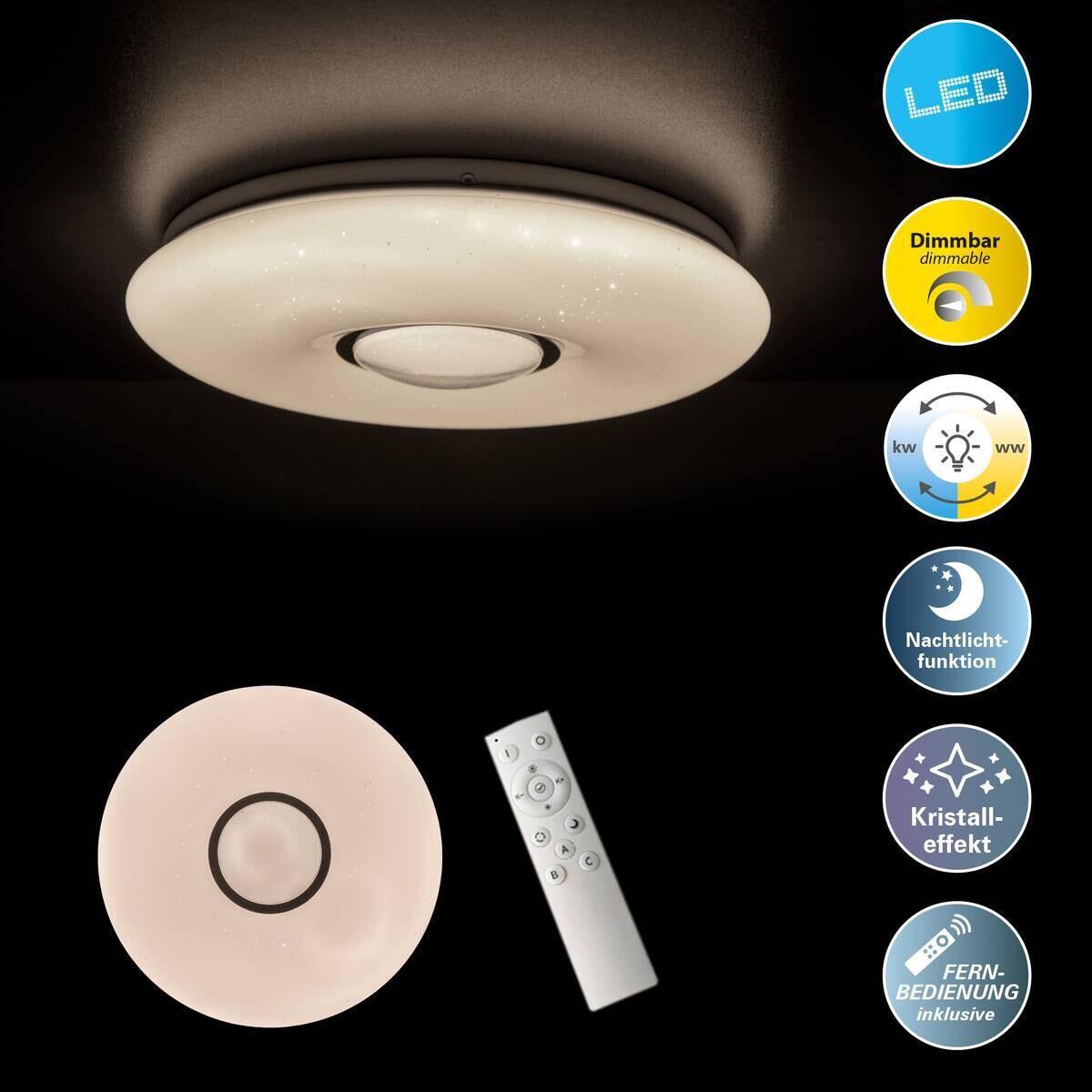 Näve Leuchten Deckenleuchte 1374226 weiß Kunststoff Metall B/H/T: ca. 50x7,5x50 cm null 1 Brennstellen