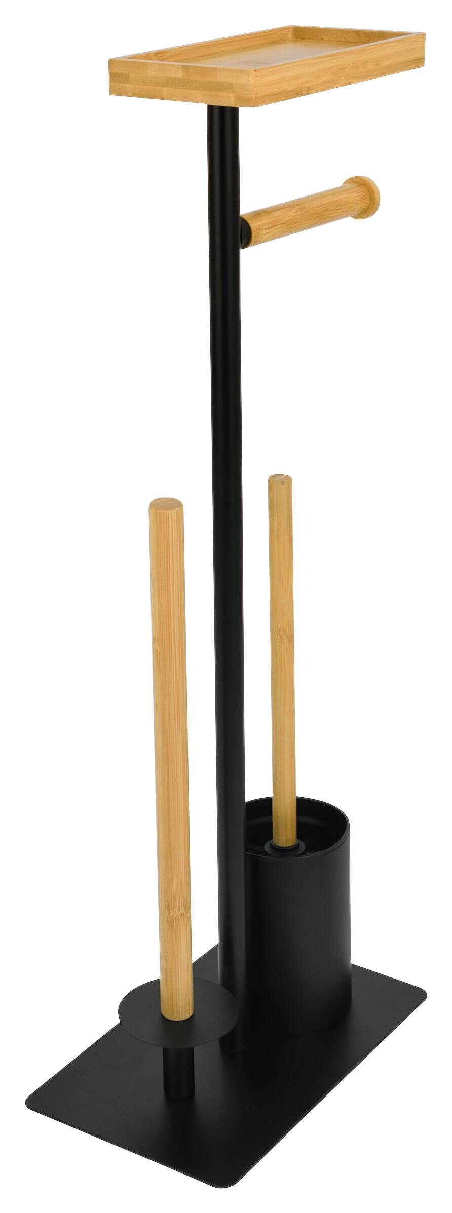 POCOline Stand-WC-Garnitur Nordic Black schwarz hellbraun Edelstahl