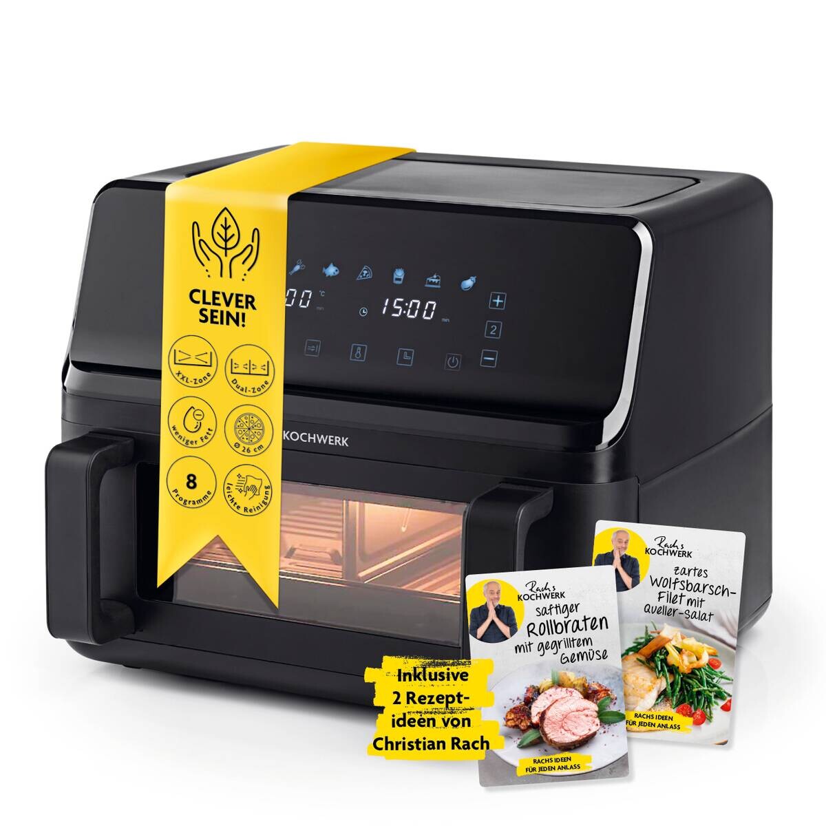 Rachs KOCHWERK Heißluftfritteuse 14349 schwarz Kunststoff B/H/L: ca. 37,5x38x30 cm ca. 9 l