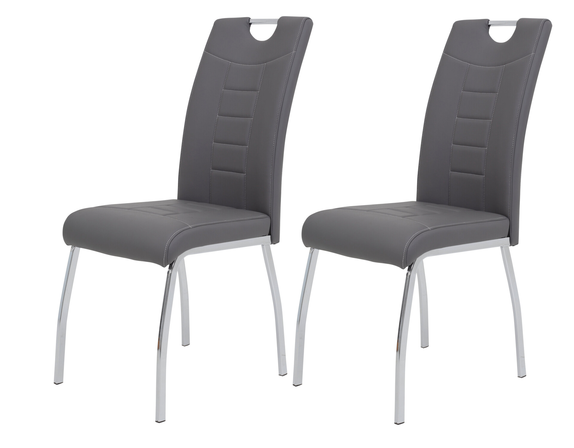 Stuhl Andrea 2er Set grau Kunstleder Metall B/H/T: ca. 43x100x64 cm