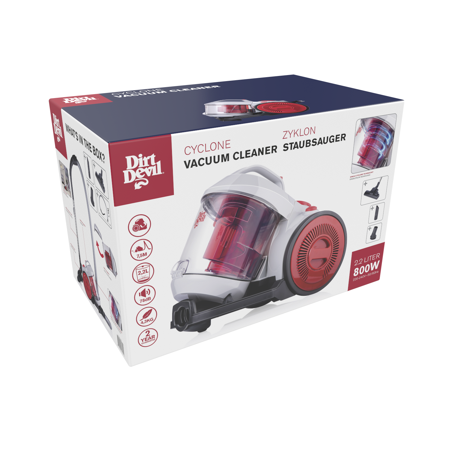 Dirt Devil Bodenstaubsauger DD2503 weiß rot