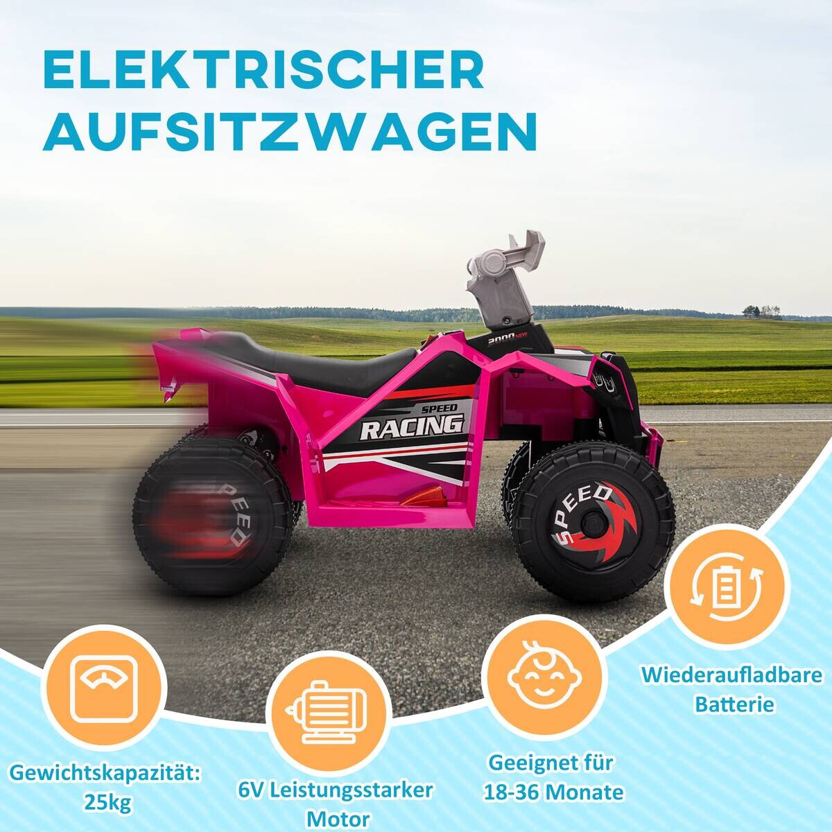 HOMCOM Elektroauto für Kinder rosa B/H/L: ca. 41,5x48,5x70 cm