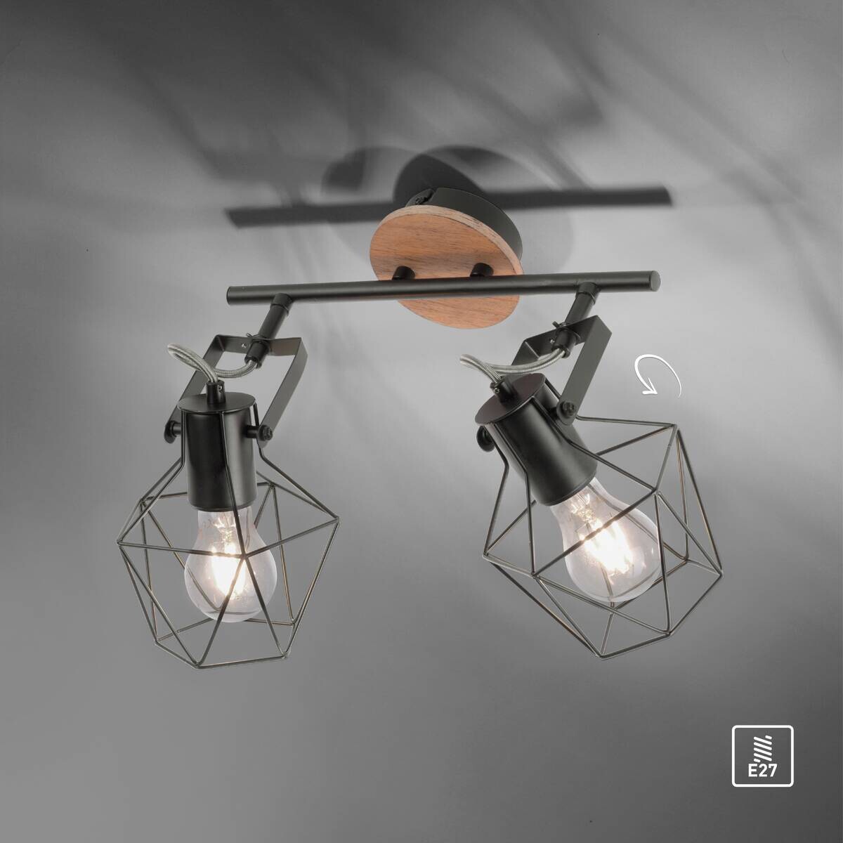 Just Light Spotbalken Jaro Eisen B/H/L: ca. 28x31x61 cm E27 2 Brennstellen