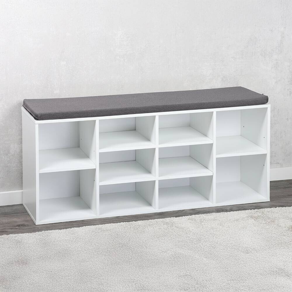 Kesper Schuhschrank mit Sitzkissen grau Textil B/H/L: ca. 29,5x48x1035 cm