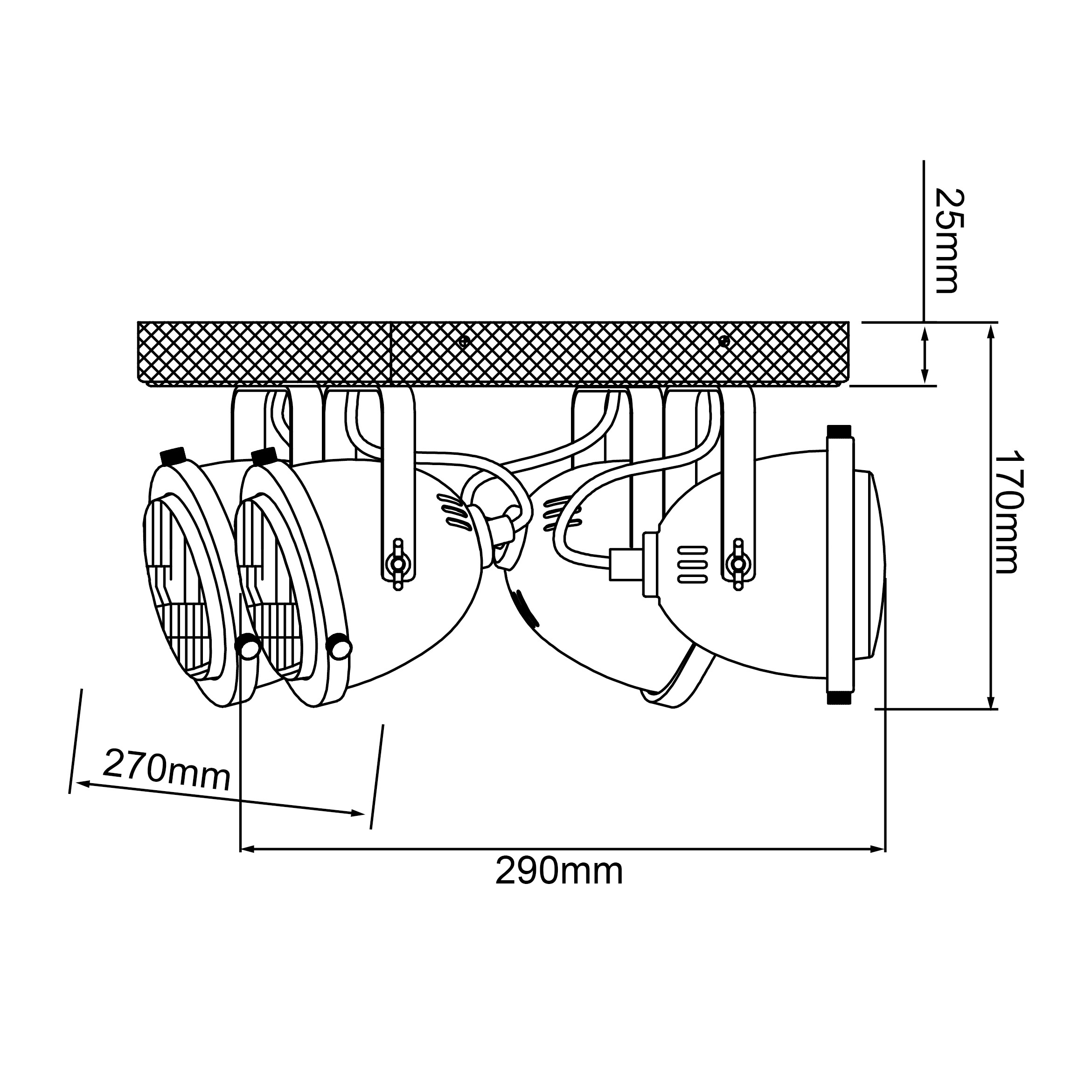 Brilliant Deckenleuchte Carmen Wood 72035/84 braun Metall Holz B/H/L: ca. 29x17,5x29 cm GU10 4 Brennstellen