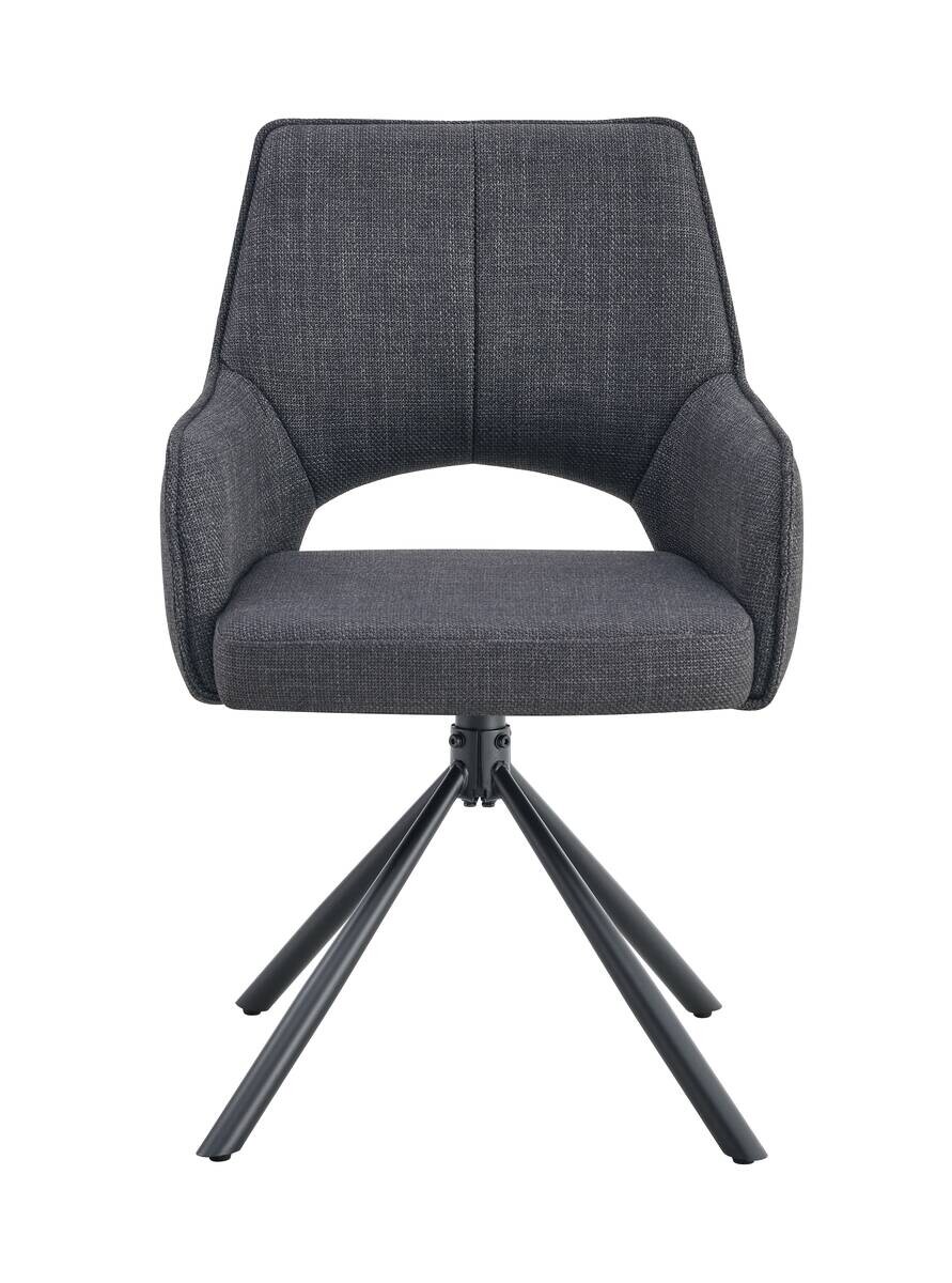 Drehstuhl JANA, 2er Set anthrazit Stoff B/H/T: ca. 57x91x64 cm
