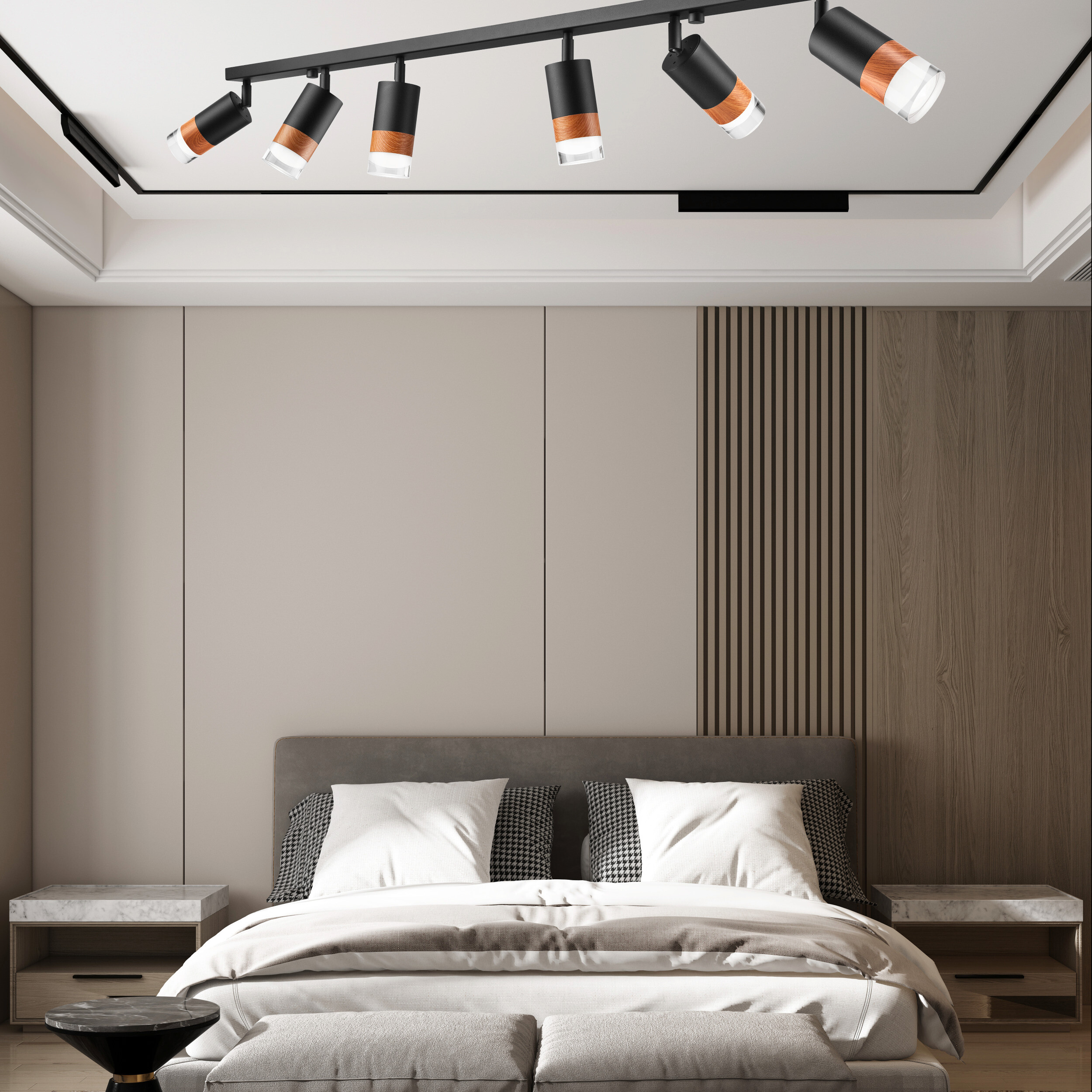 Lamkur Deckenleuchte schwarz Stahl Glas B/H/L: ca. 8x19x117 cm 6 Brennstellen