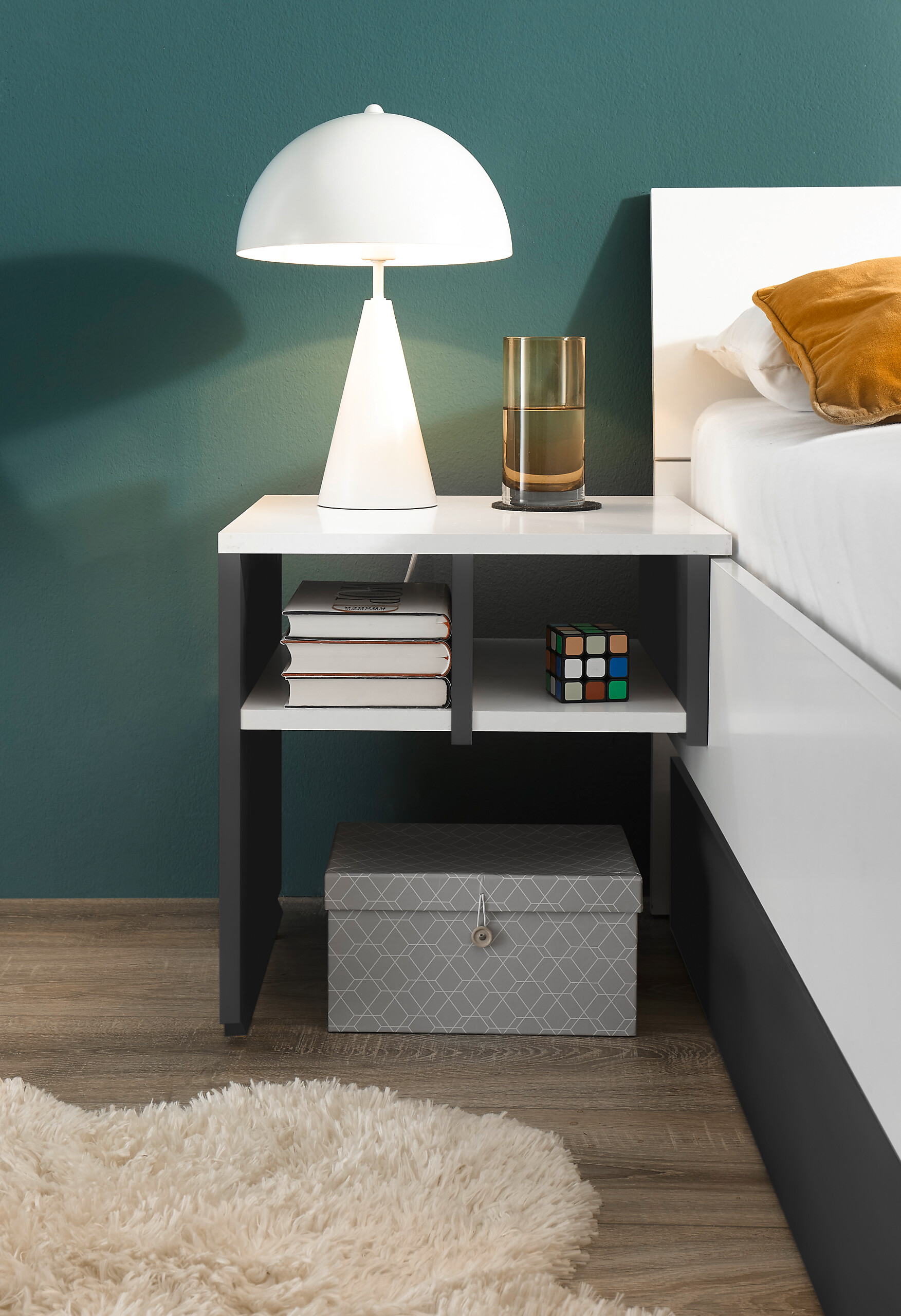 Nachtkonsole Alex weiß Graphit B/H/T: ca. 40x43x40 cm Nachtkonsole Alex weiß Graphit B/H/T: ca. 40x43x40 cm