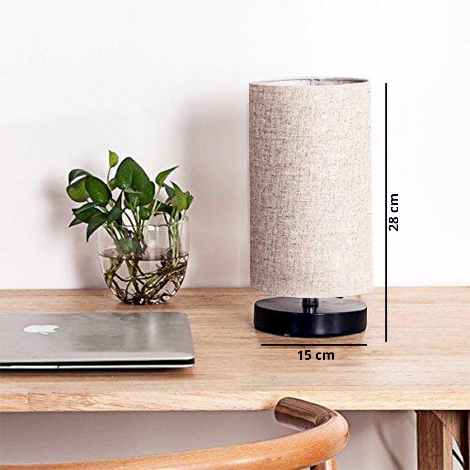 Opviq Tischleuchte creme PVC Metall B/H/L: ca. 15x28x15 cm E14 1 Brennstellen