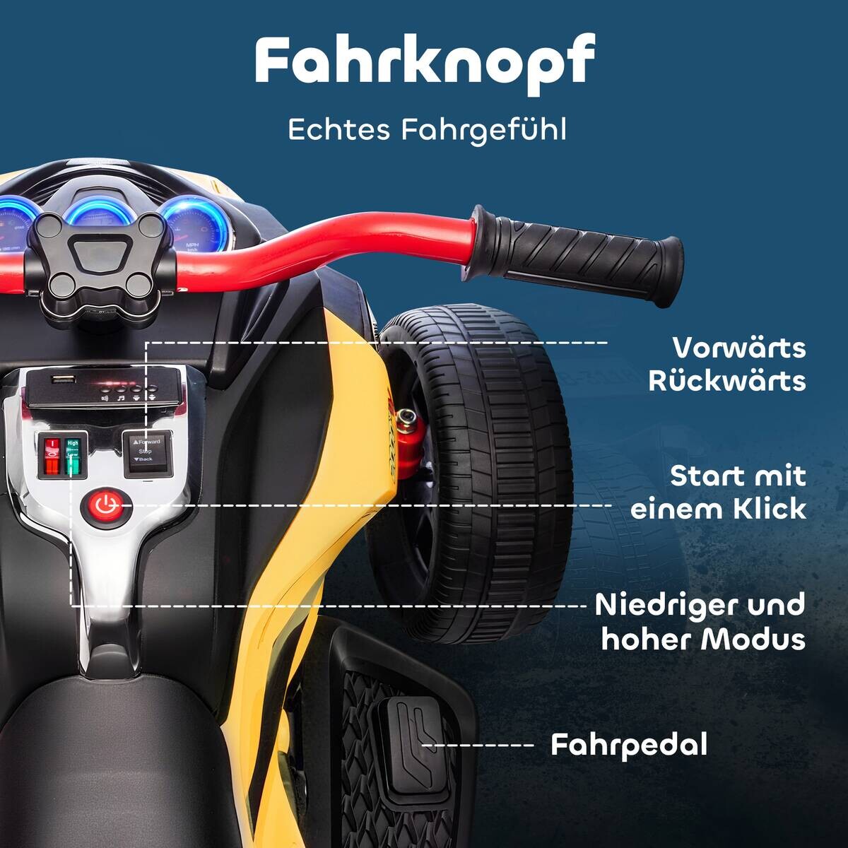 AIYAPLAY Kinder Elektroauto gelb B/H/L: ca. 74x63x113 cm