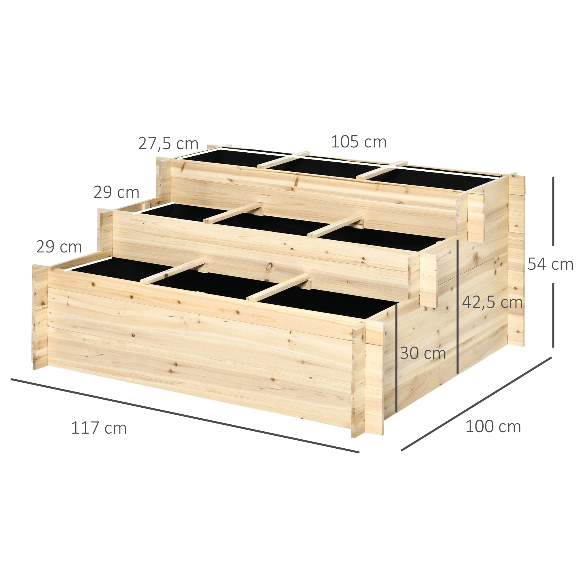 Outsunny Hochbeet natur Holz B/H/L: ca. 100x54x117 cm